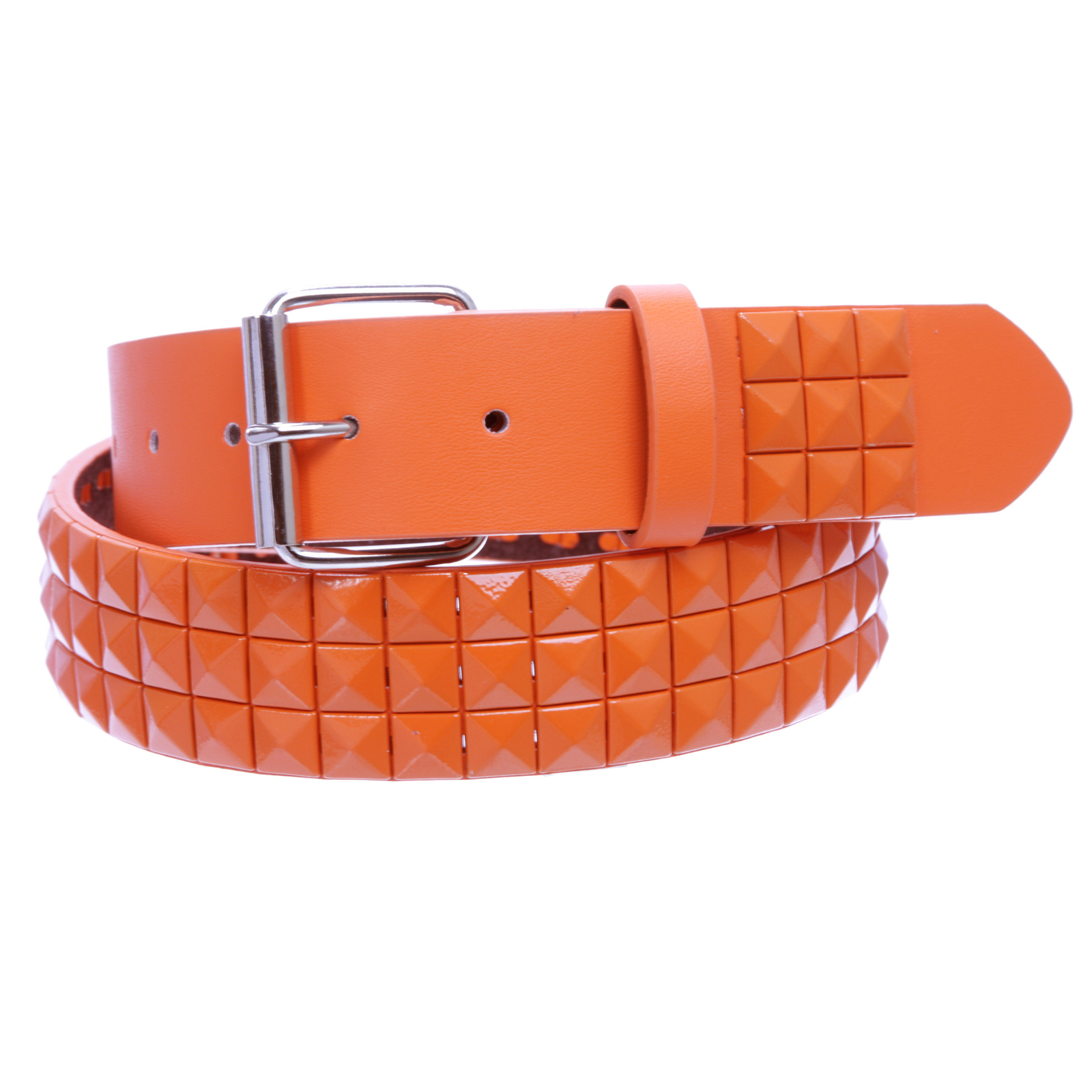 Snap On Solid Color Punk Rock Star Pyramid Studded Checker Board Leather Belt