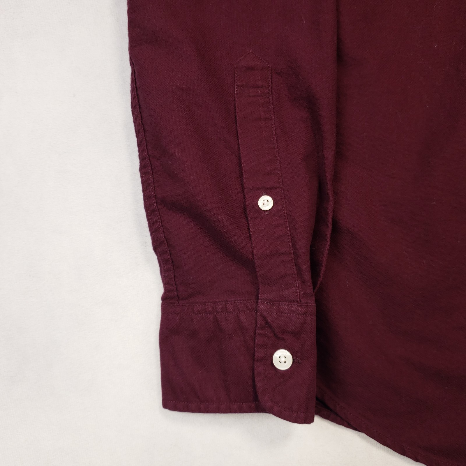 J Crew Oxford Button Down Shirt Men Size Small Slim Burgundy Cotton Long Sleeve