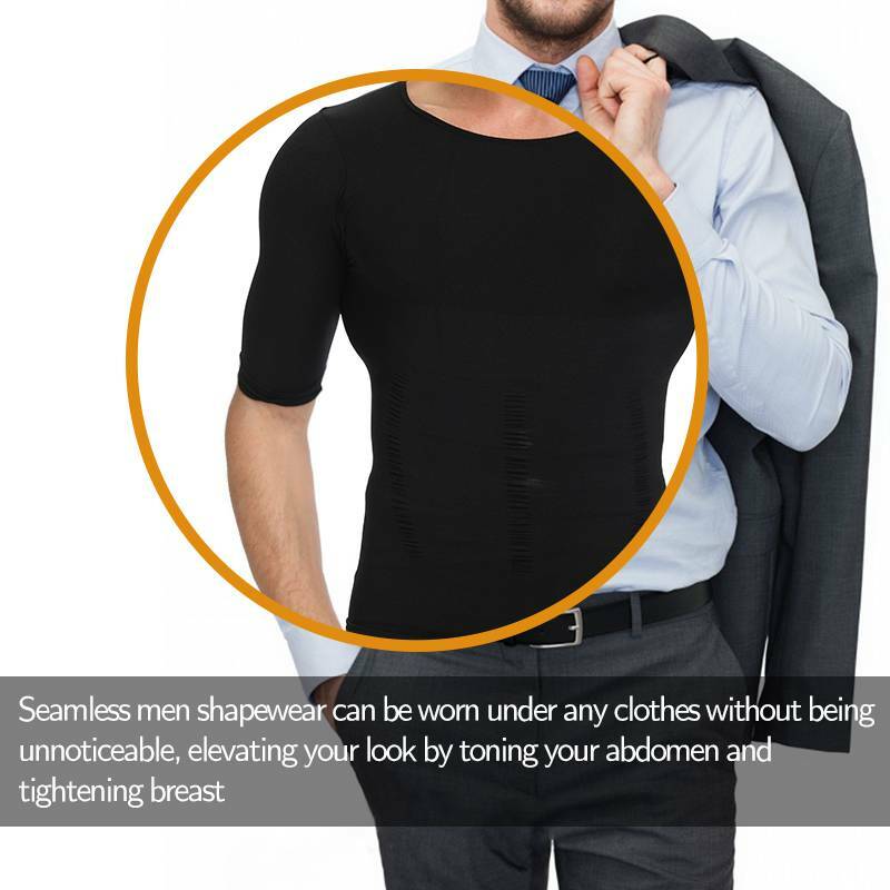 Men Slimming Body Shaper Posture Corrector Vest Abdomen Compression Tops T-Shirt