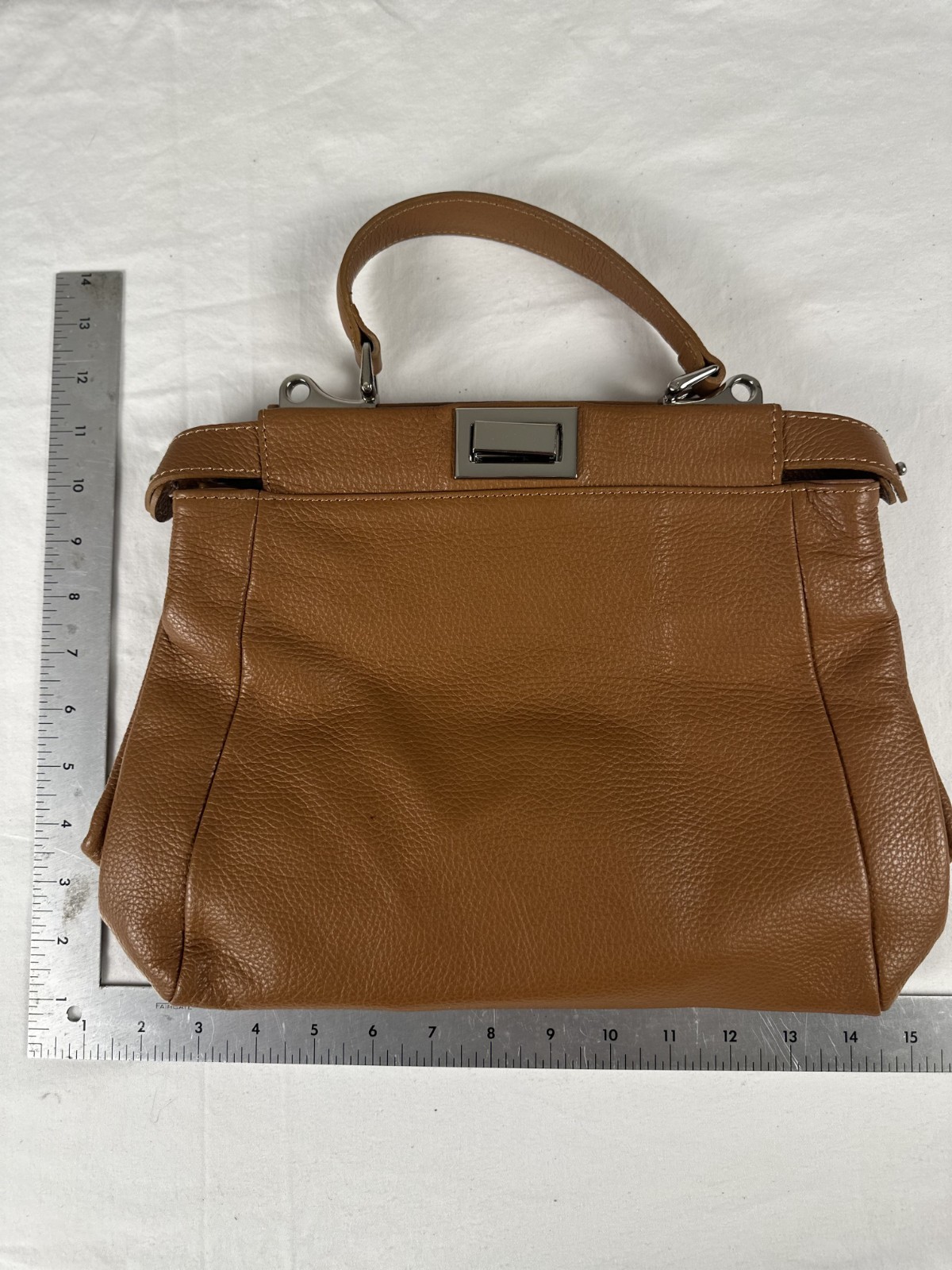 Italian Leather Handbag Carmel Pebbled Leather Top Handle Satchel Purse