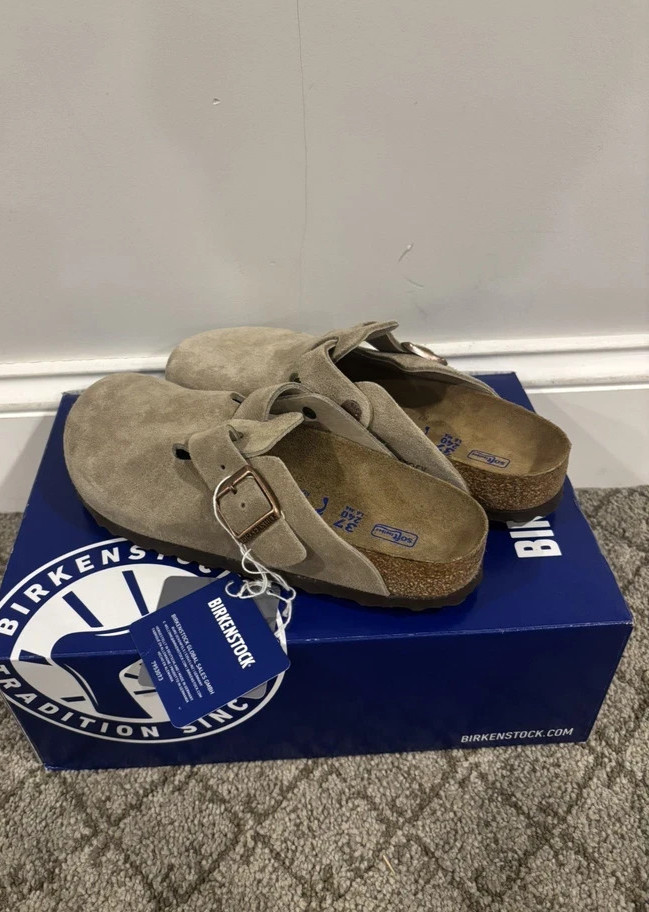 Birkenstock Boston Soft Footbed Suede Leather Clog Shoes – Taupe