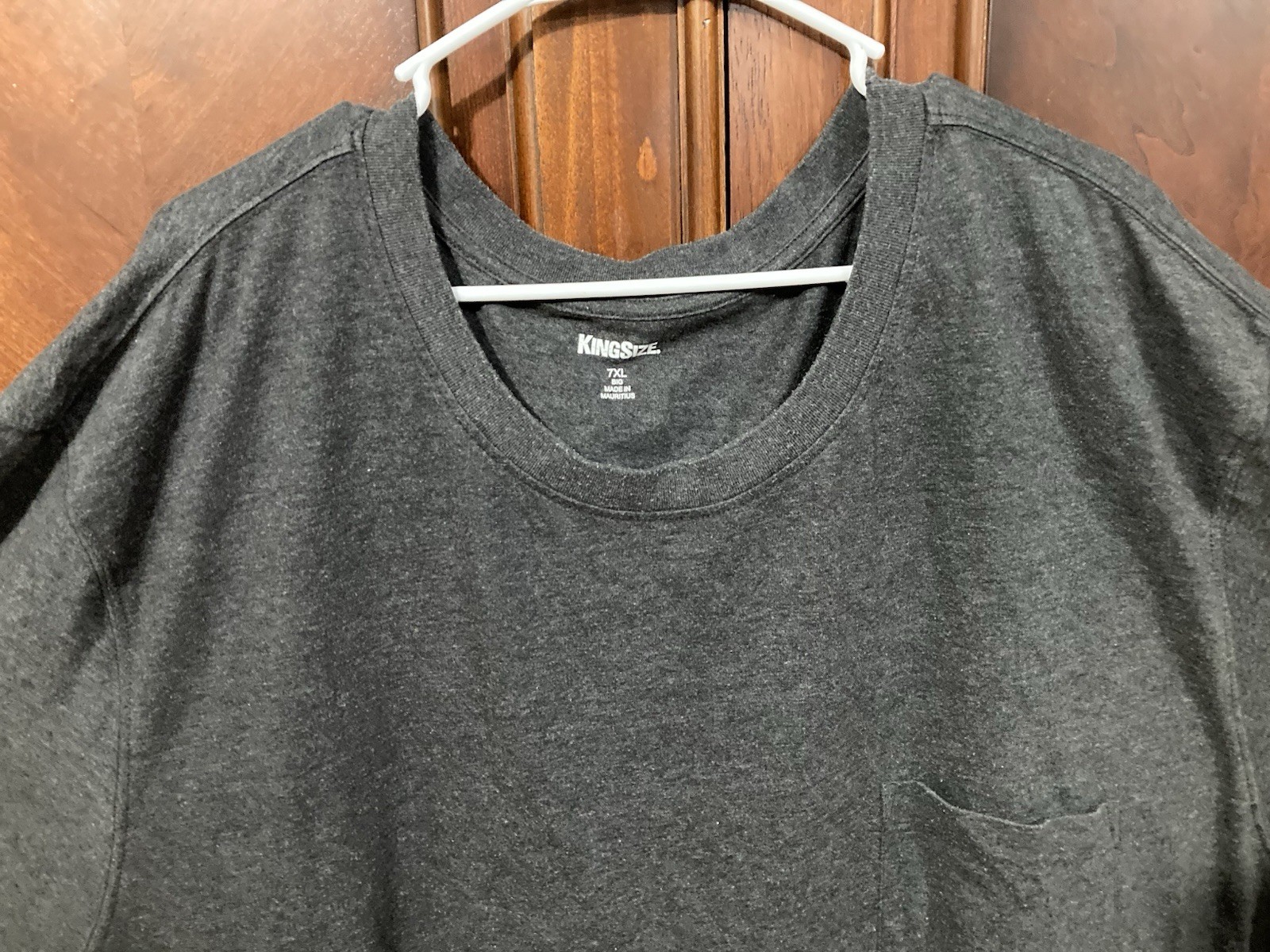 men’s 7xl big Kingsize crewneck s sleeve pocket tee shirt Heather Charcoal Grey