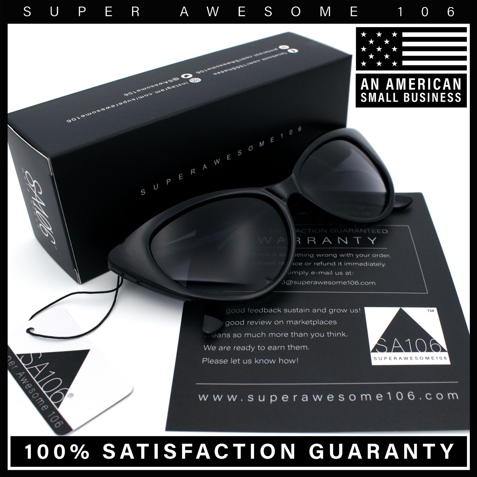 Womens 20s Classic Mod Retro Vintage Style Cat Eye Sunglasses