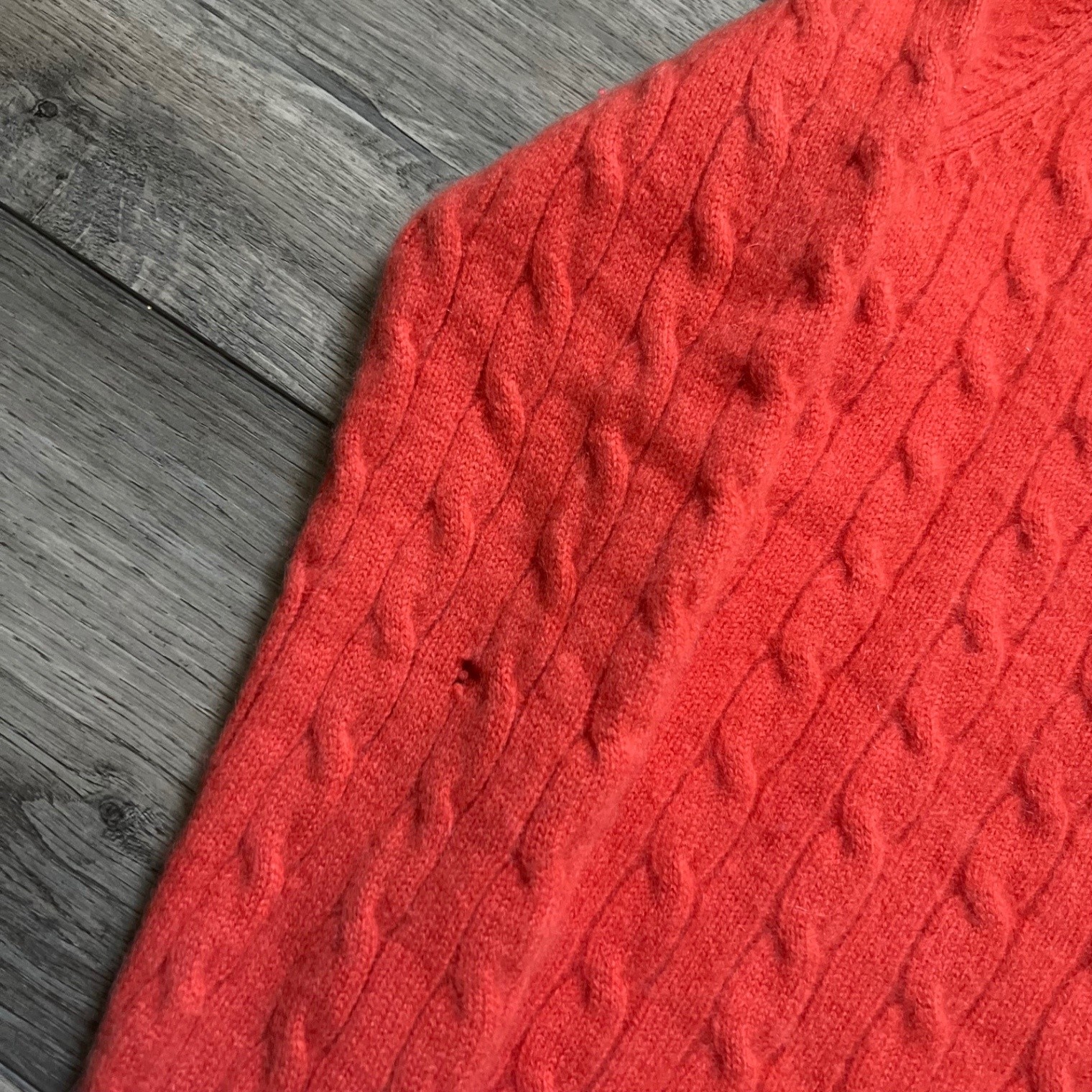 Lord & Taylor Women’s M Cardigan Cable Knit Sweater 100% Cashmere Coral
