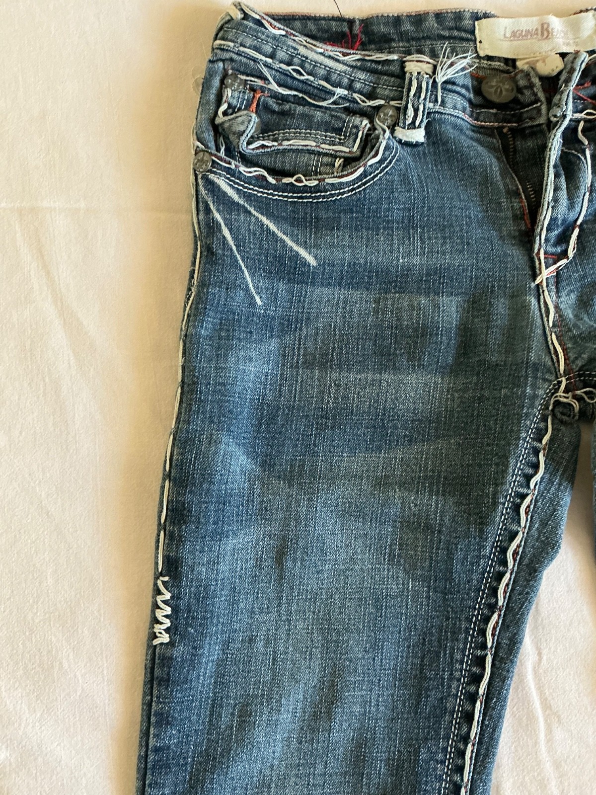 Women’s Laguna Beach Jeans MD2021P Boot Cut Embroidered Thick Stitch 29×32