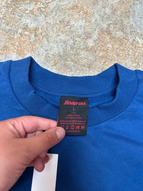 Snap On NWT crewneck blue red embroidered basic mechanic streetwear soft cotton