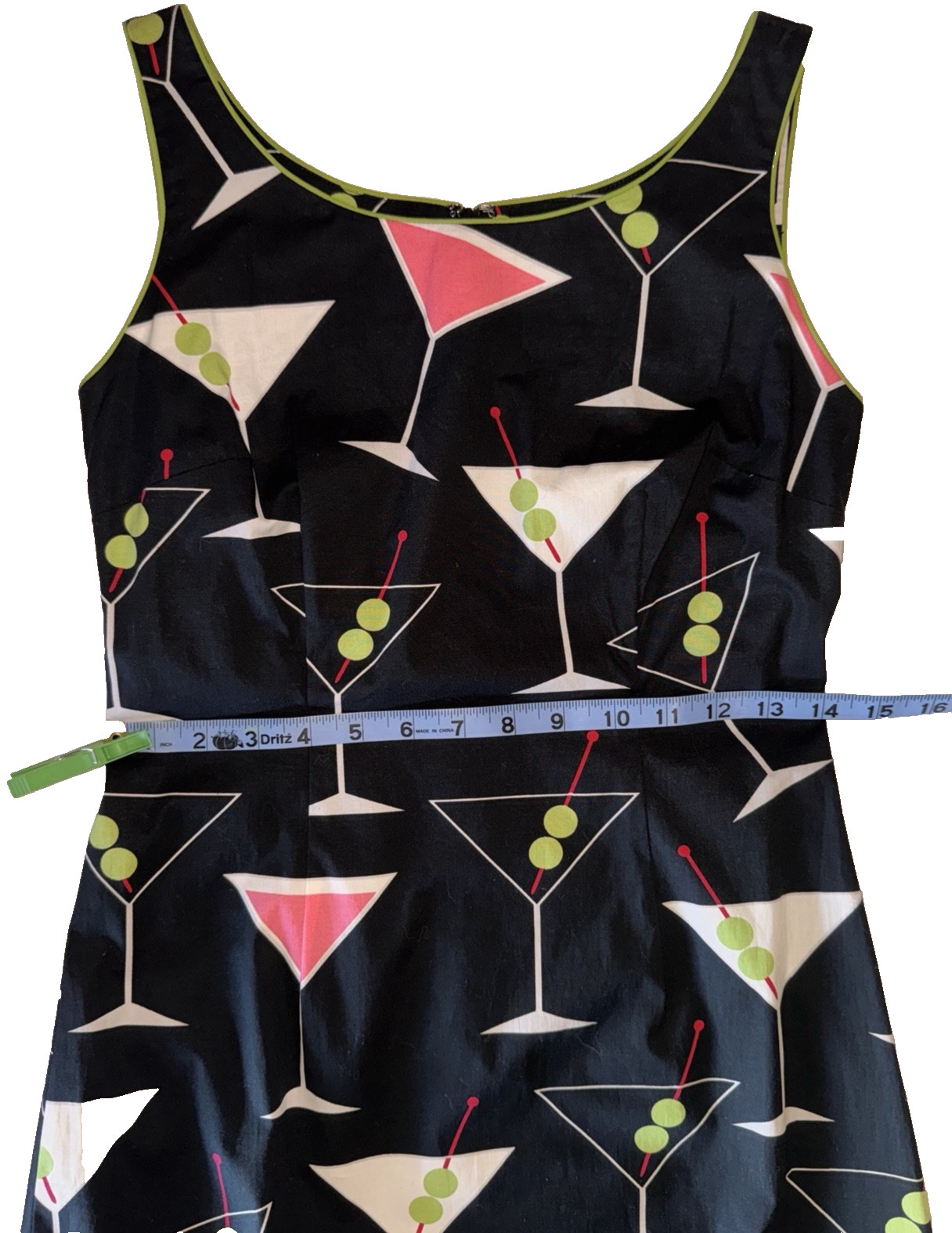 Becky & Max Y2K Black Martini Print Sleeveless Dress sz 2 NWOT