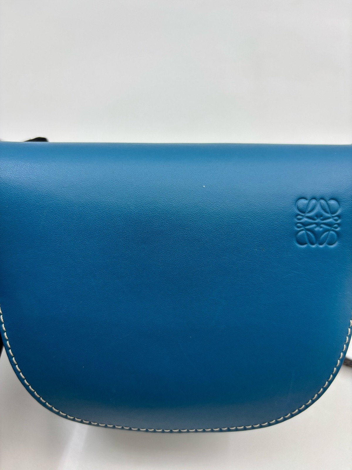 Loewe Pre-Owned Authentic Gate Saddle Bag Blue 13*8*11cm