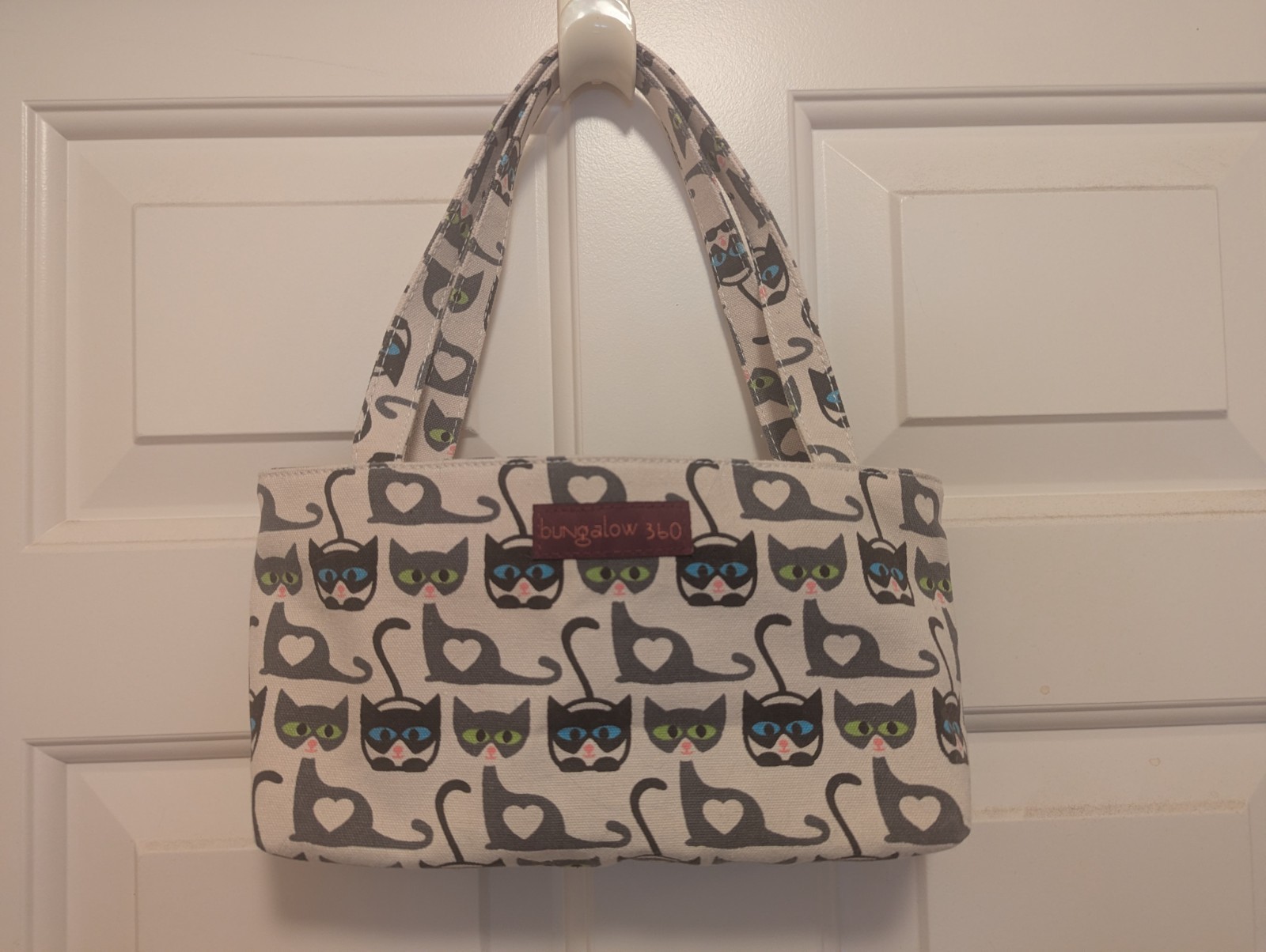 Bungalow 360 Canvas Mini Handbag Cats Eco-Friendly Zip Close