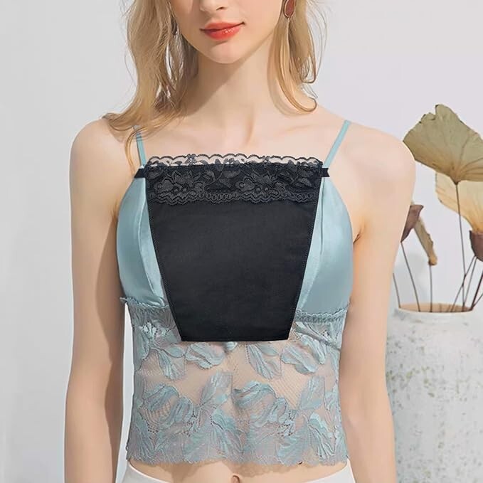2pcs Lady Lace Clip-on Mock Camisole Bra Insert Overlay Modesty Panels for Low