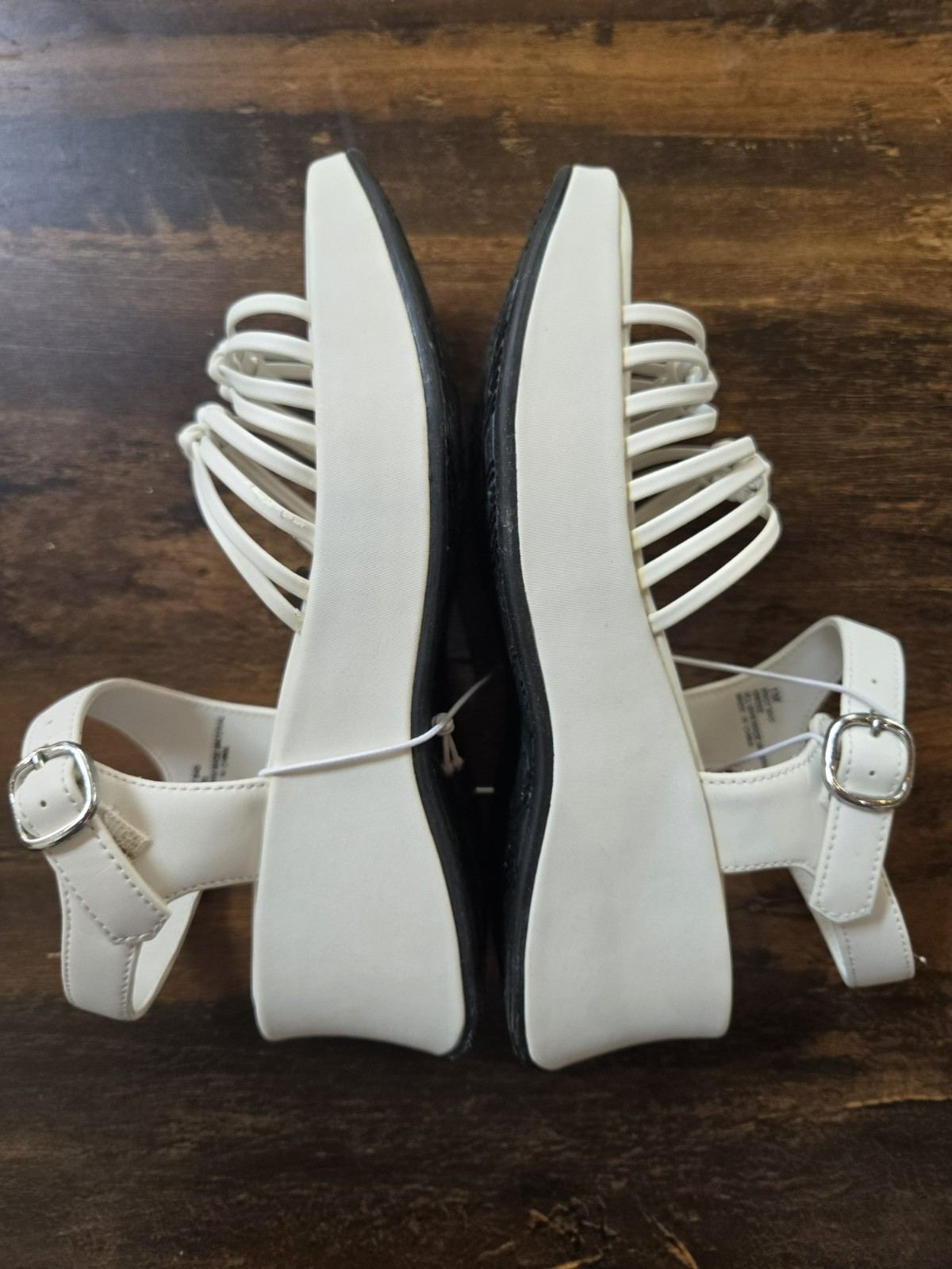 ESPRIT Youth Girls Size 1 (8.5 inches long) White Strap Shoes/Sandals, NIB!