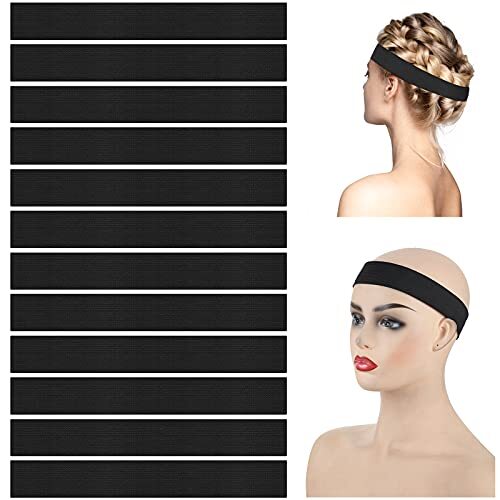 12 Pieces Adjustable Elastic Band for Wigs, Polyester Fiber Wig Edge Band