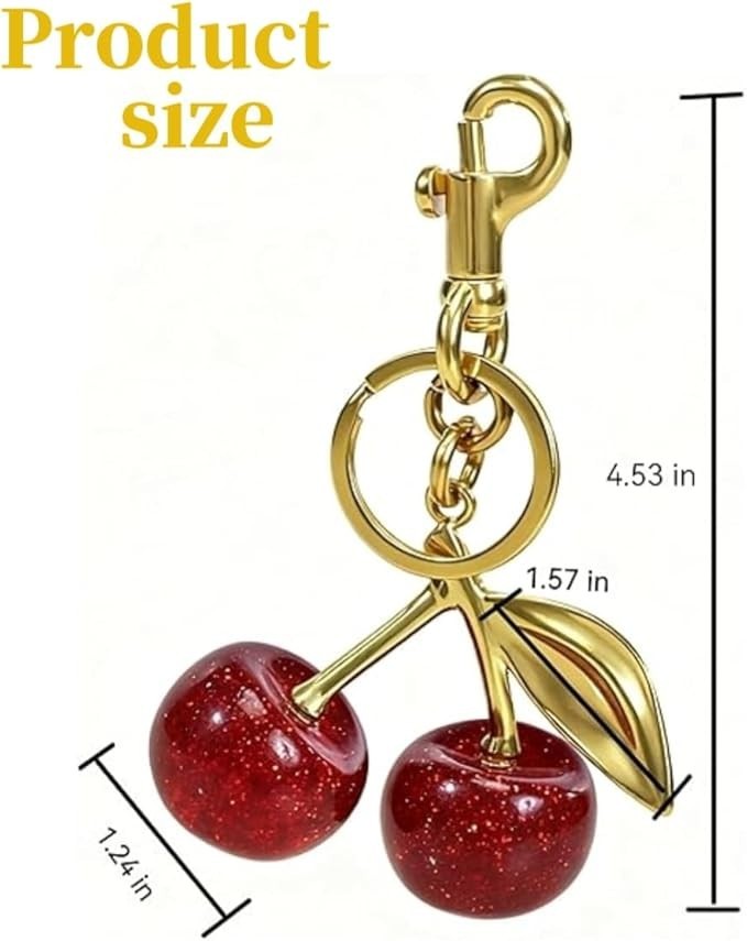 Cherry Keychain Bag Charm for Purses–Cute Keyring Accessories for Women, Fashion