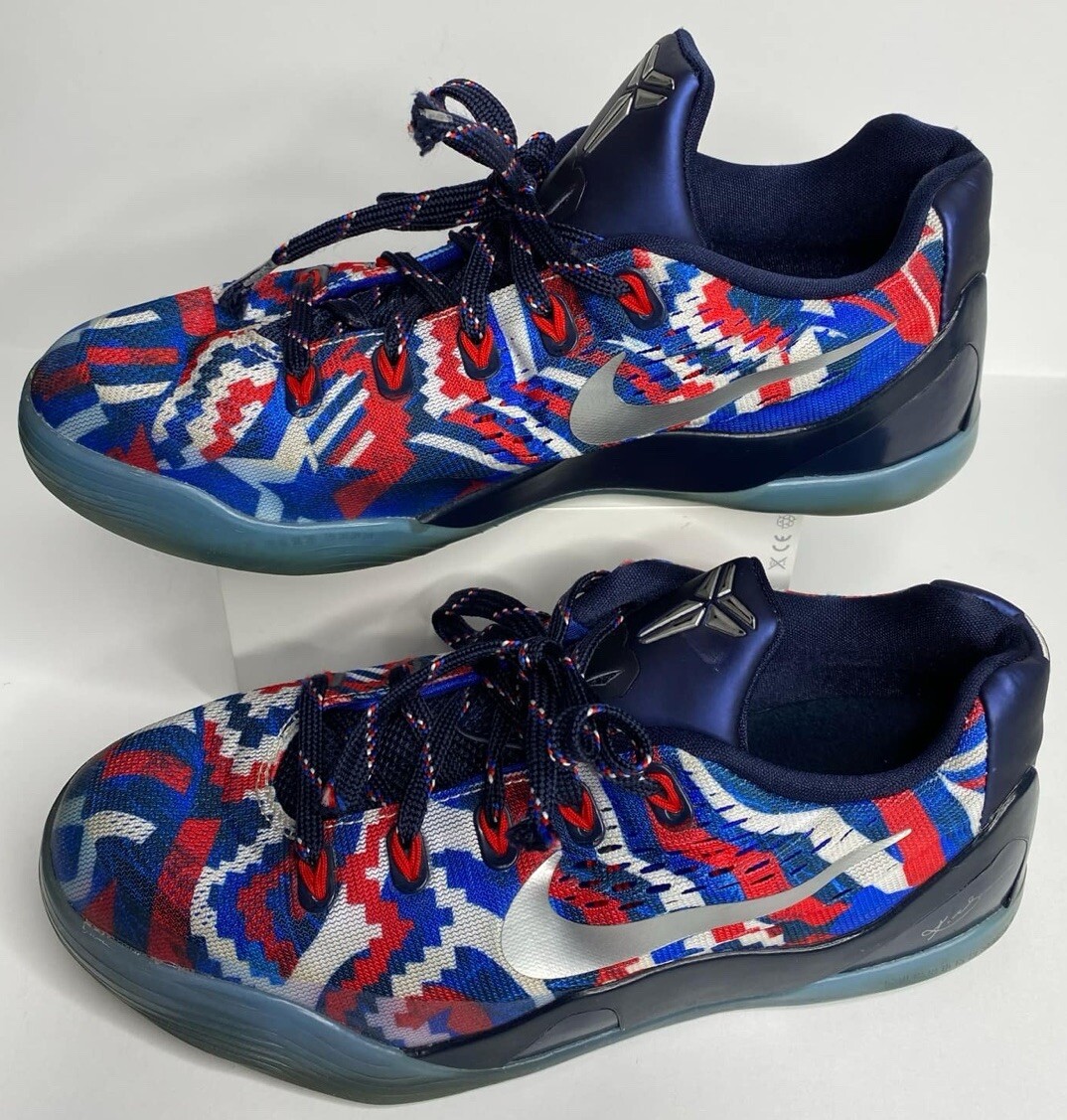 Nike Kobe 9 IX Independence Day GS Shoes Size 6.5Y EM 653593-100 Blue Red