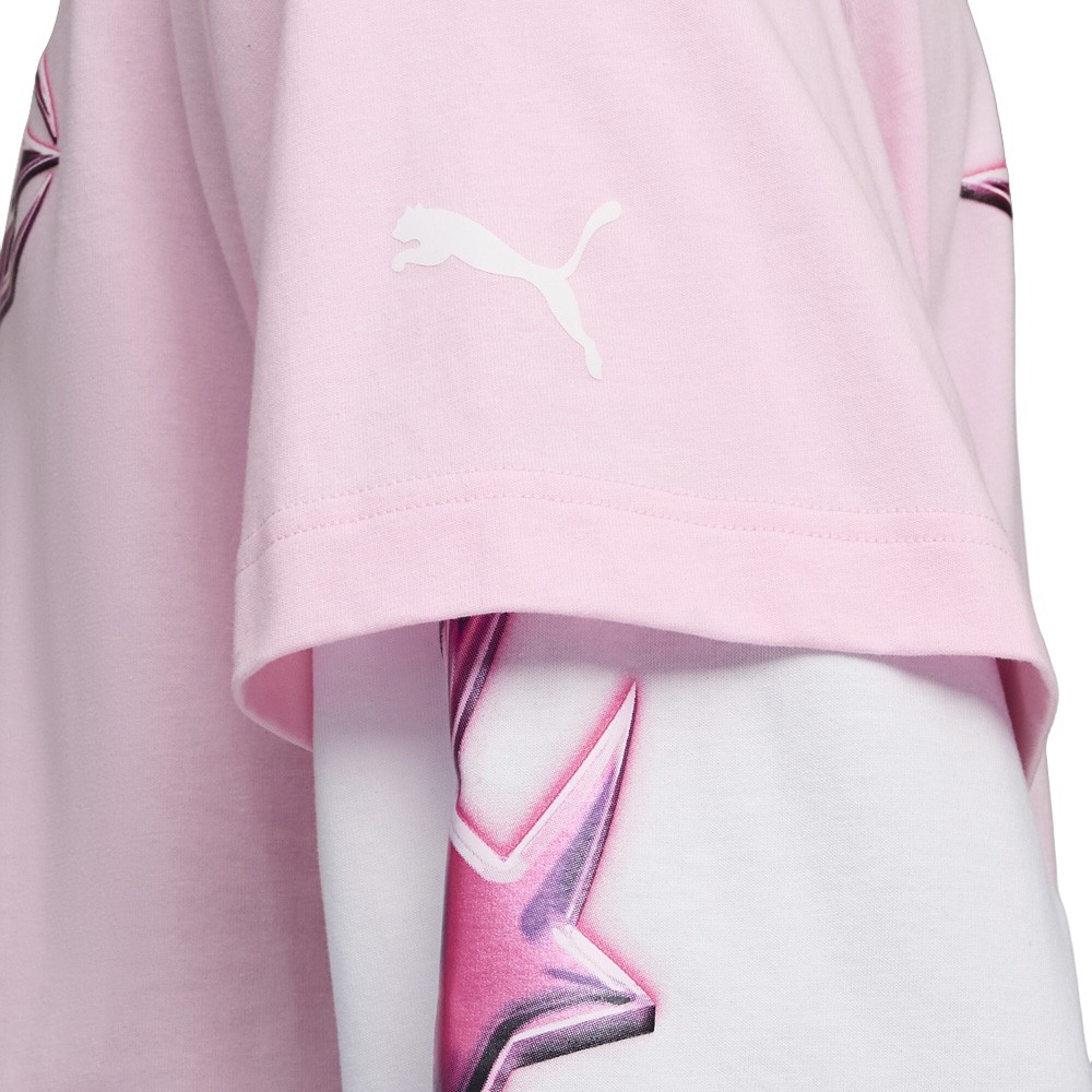 PUMA X Lafrance Pink Heem Crew Neck Long Sleeve T-Shirt Mens Pink Casual Tops 6