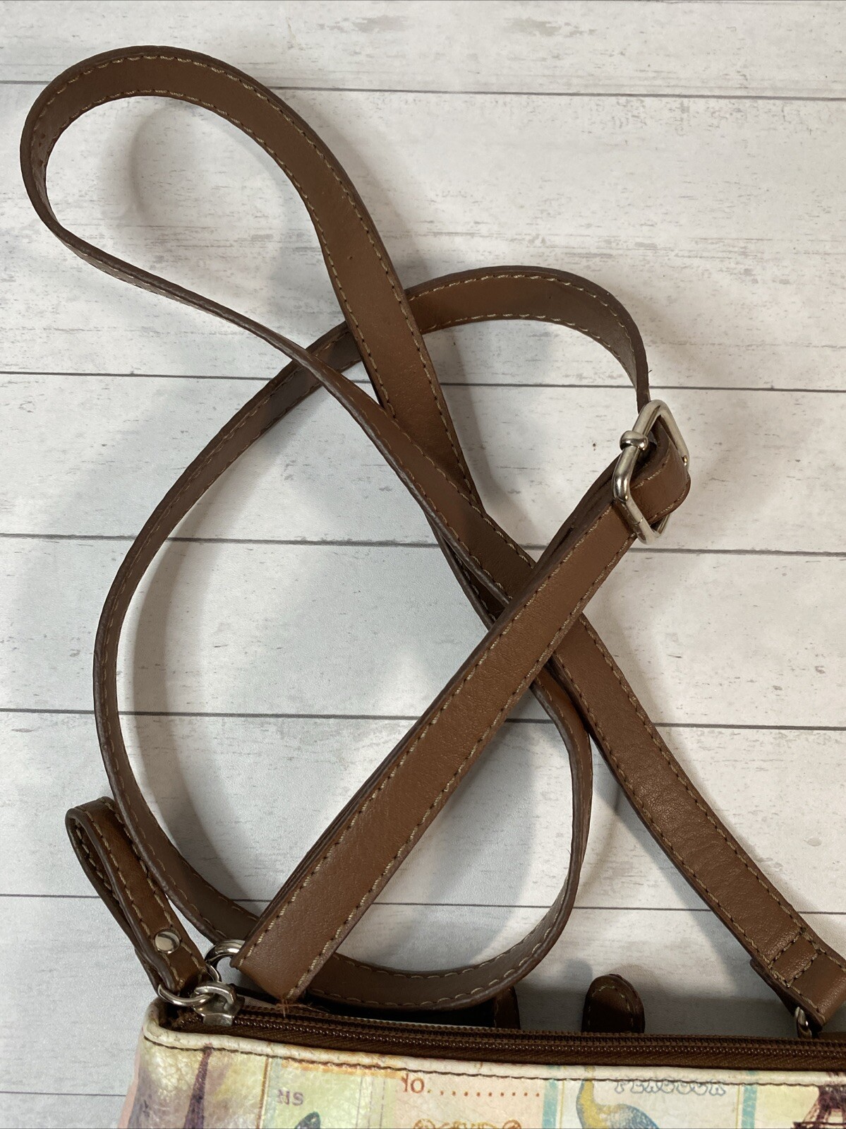 Relic Crossbody Purse Paris Theme Multicolor 8 X 8.5 Inches