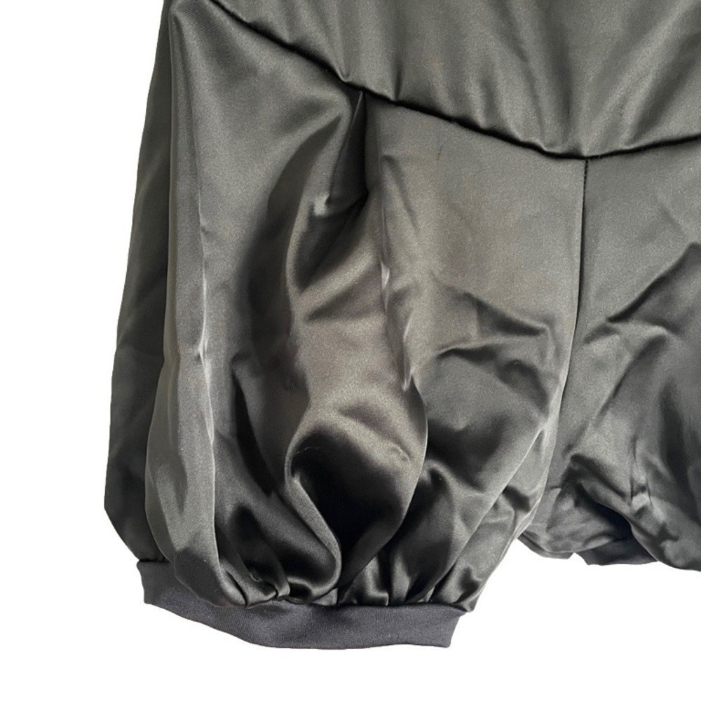 Black Satin Deep U-Neck Sleeveless Shortalls Romper – S, perfect for Oktoberfest