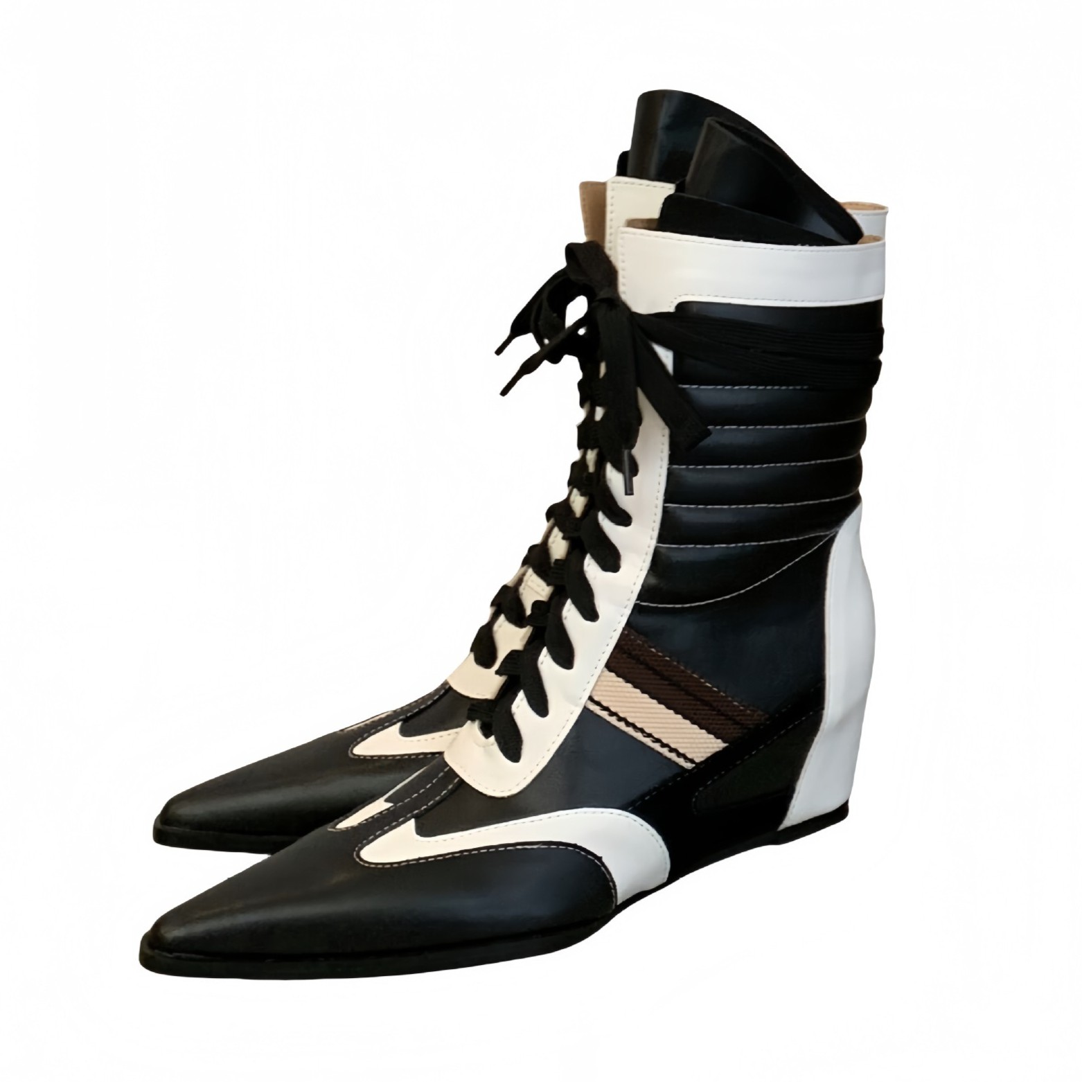 Women’s Pointed Toe Ankle Short Boots Two Tone Color Block Patchwork Shoes 2026