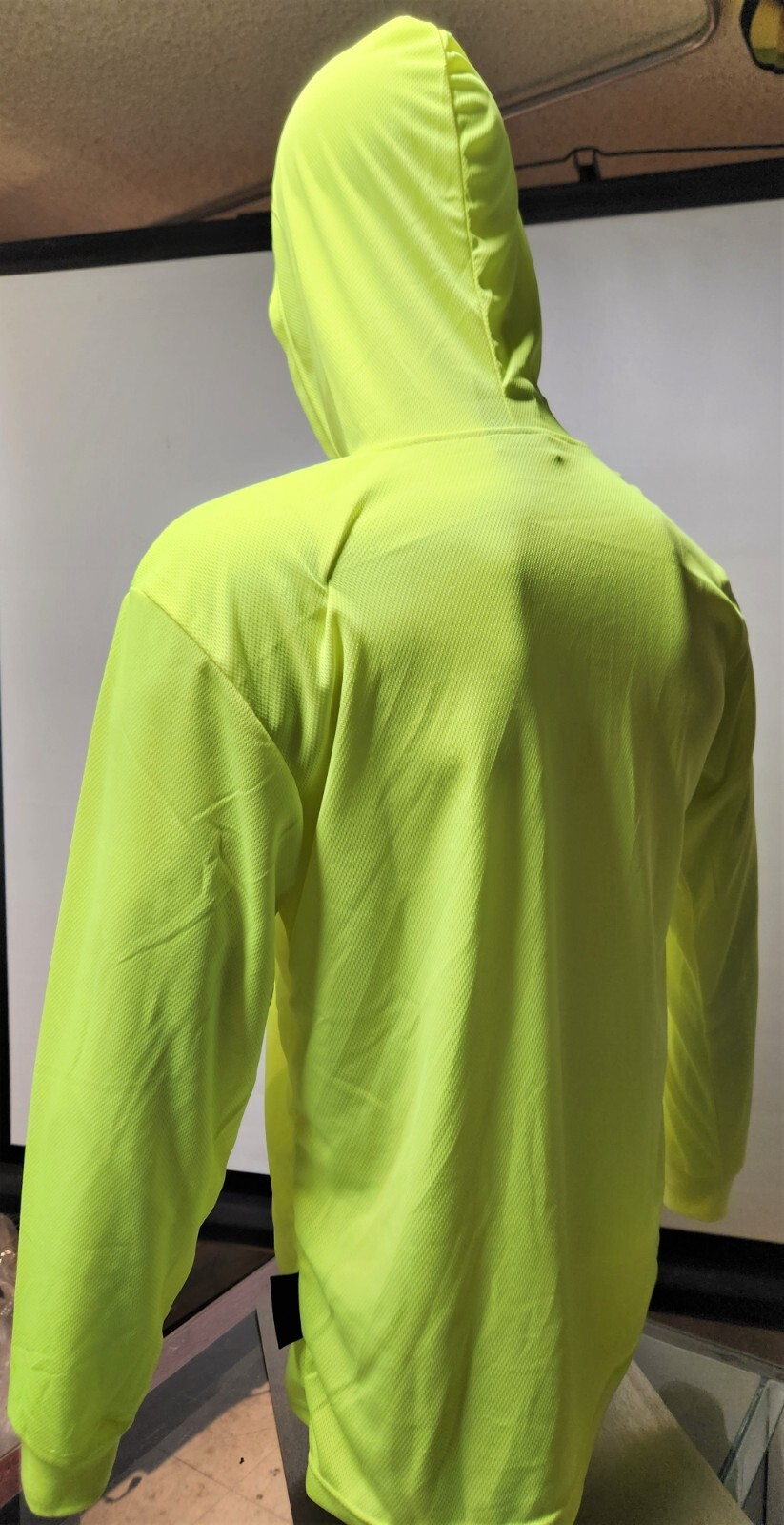 Neon Yellow or Orange Long Sleeve Hoodie Shirt, Polyester birdeye mesh