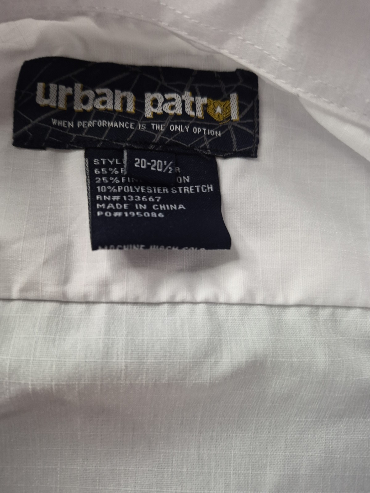 Urban Patrol GardaWorld Security Shirt White Size 20 65% Polyester Fiber Stretch