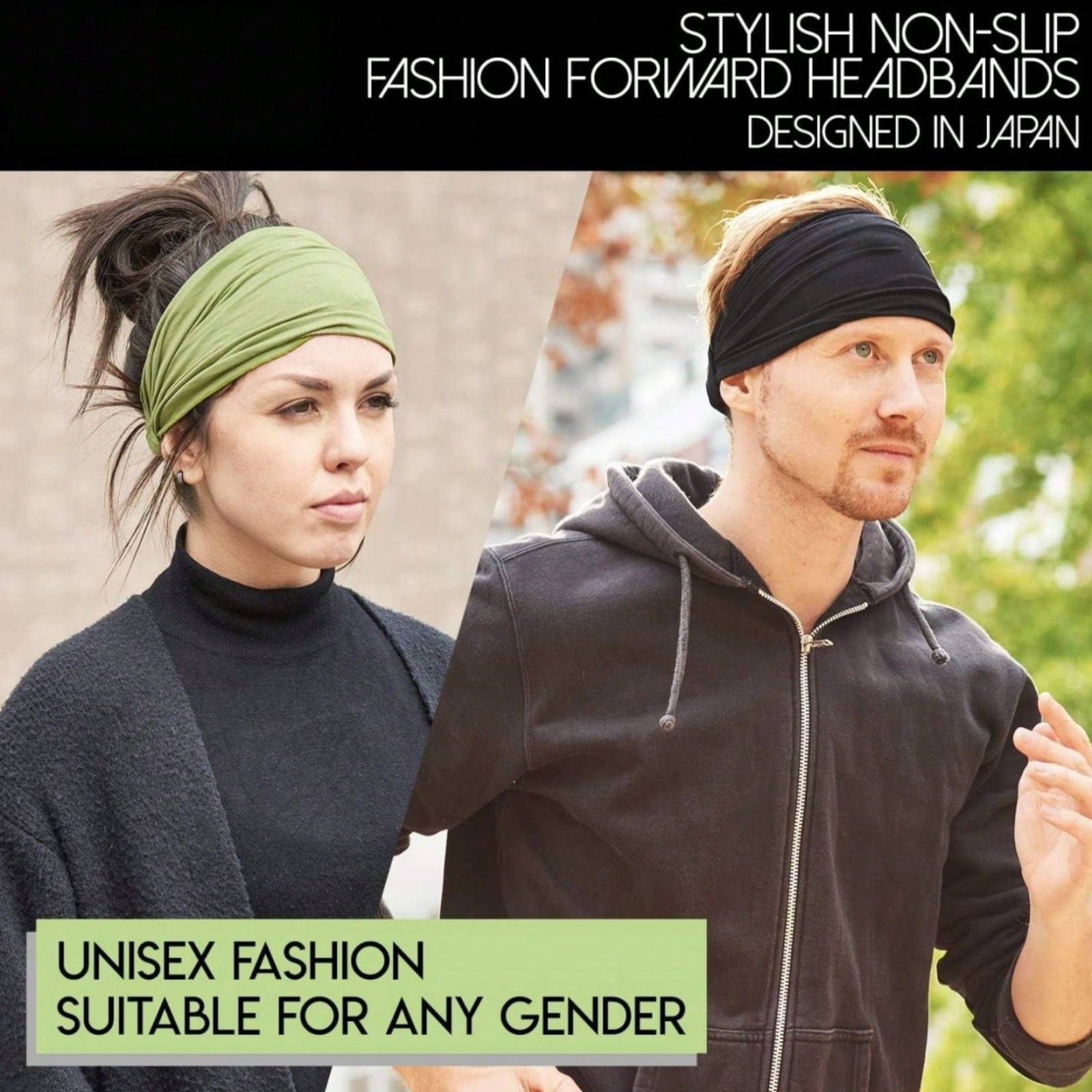 1pc Japanese Style Black Headband Stretchy Sports Casual Wear Hair Band For Men