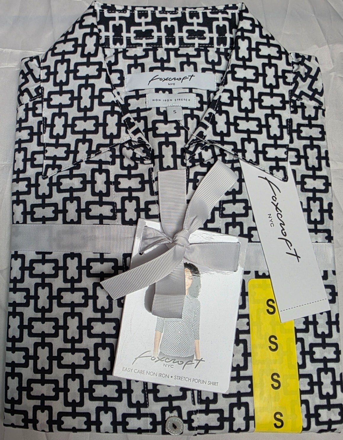 NEW Foxcroft Womens Collared Button Down Dress Shirt Easy Care Poplin Blouse