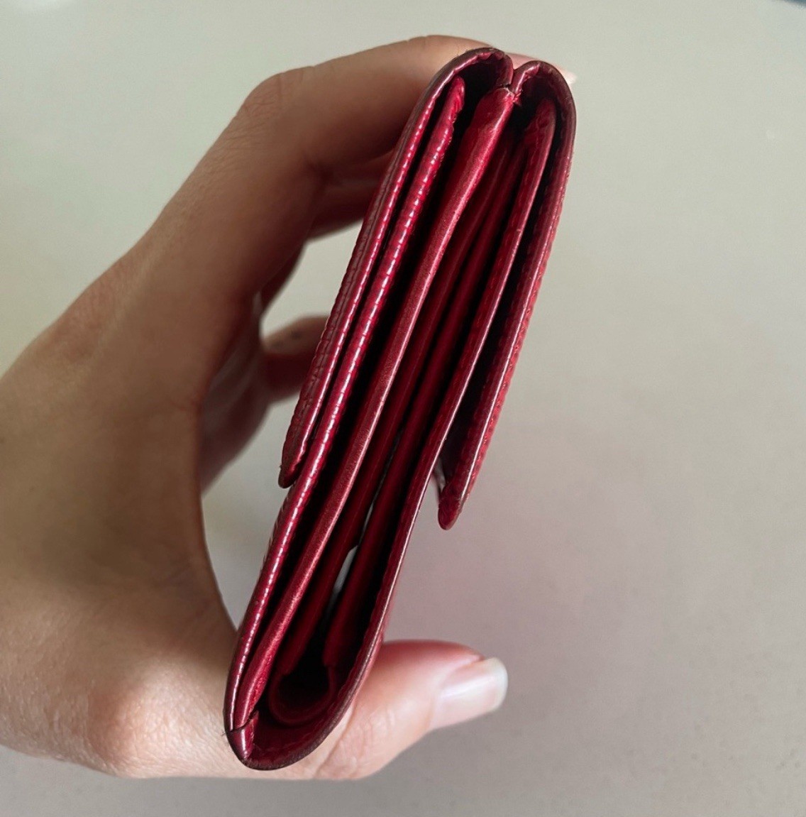 Authentic Louis Vuitton LV Red Epi Leather Compact Tri-Fold Wallet (11cm x 10cm)
