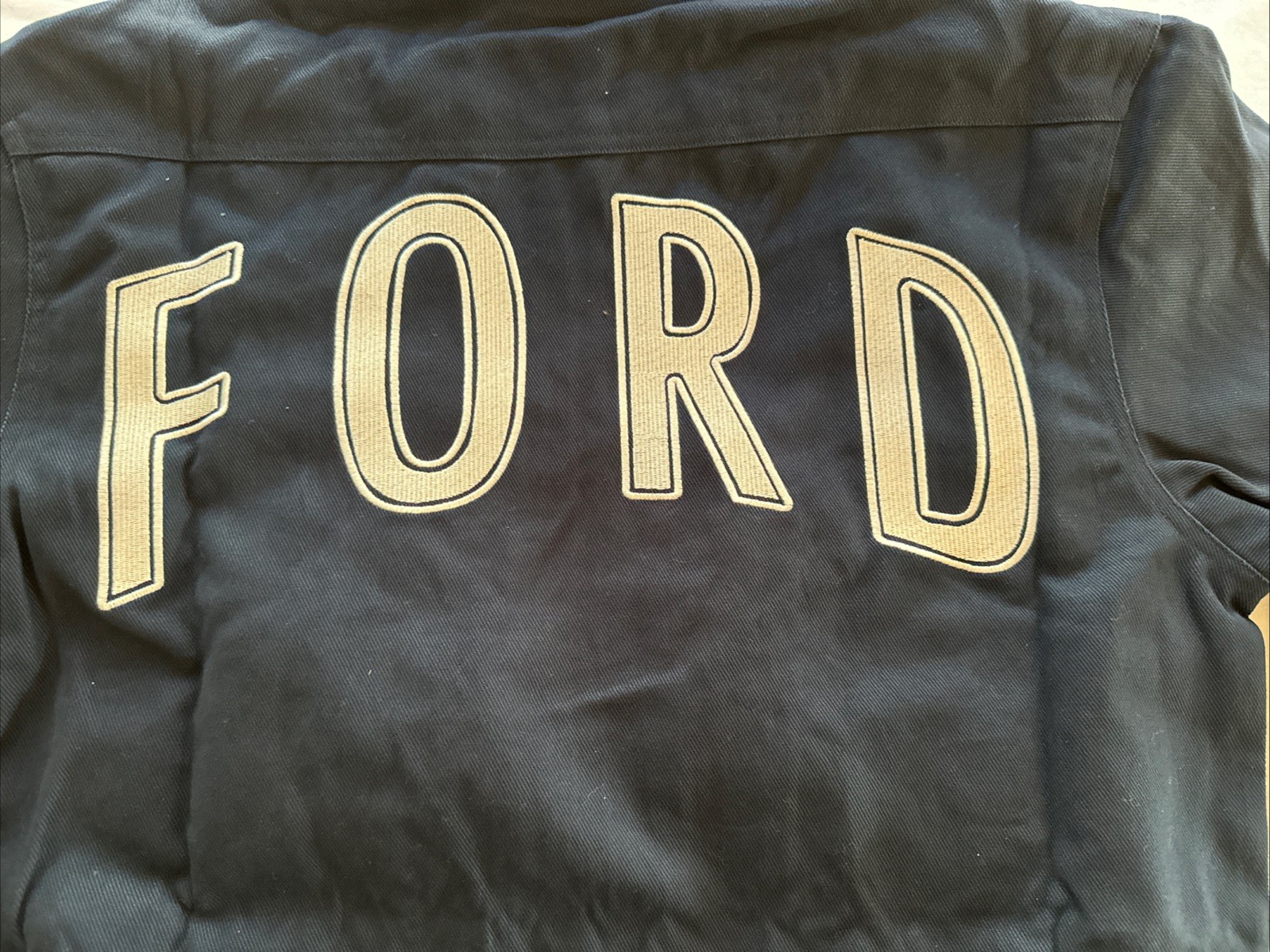 Ford Est 1903 Mechanic Jacket Mens Small Navy Workwear Graphic Shop Coat