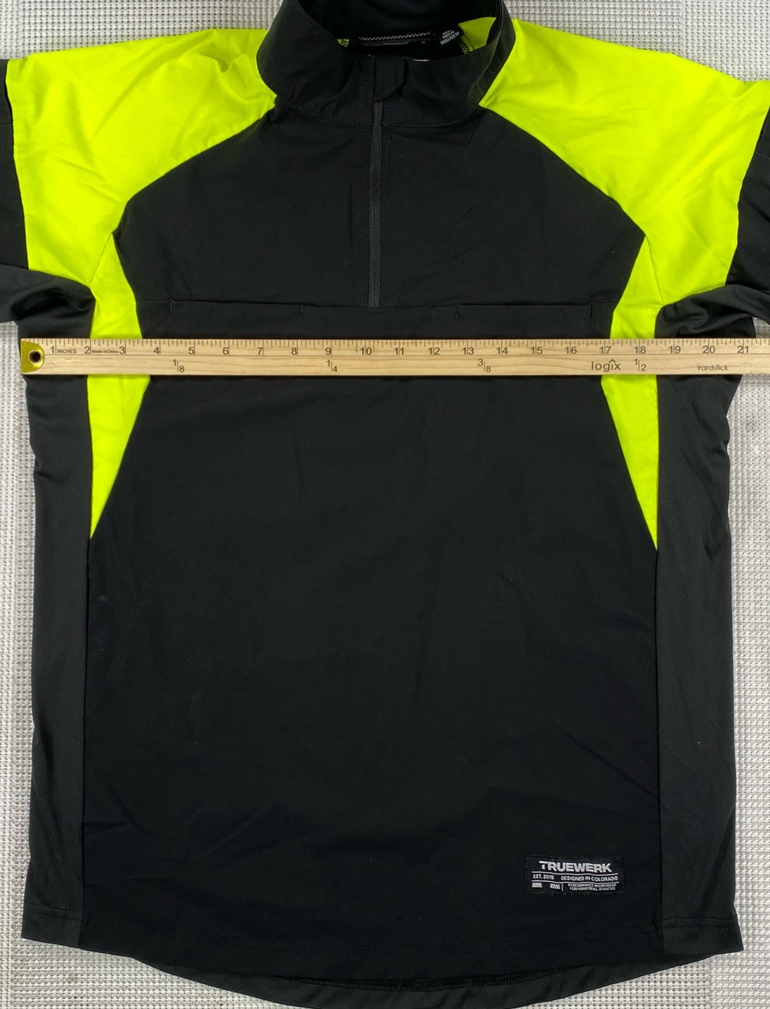 Truewerk Moto Jersey Quarter Zip Men’s Medium Black Yellow Reflective