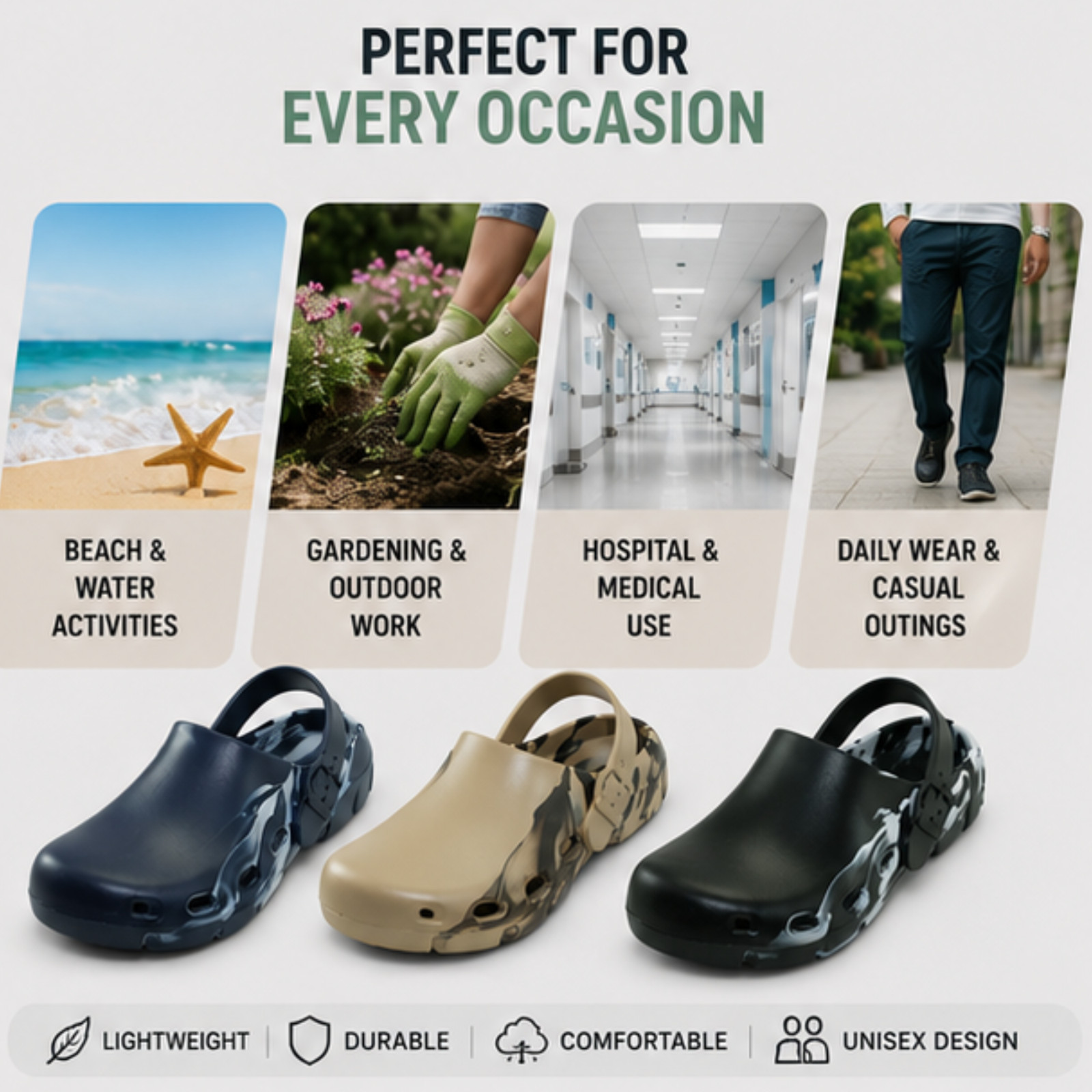 EVA Garden Clogs Unisex Sandals Beach Slippers Swimming Slip Resistant
