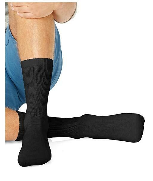 Hanes Premium Men’s Crew Socks White Black Gray Socks Size:10-13/Shoe Size:6-12