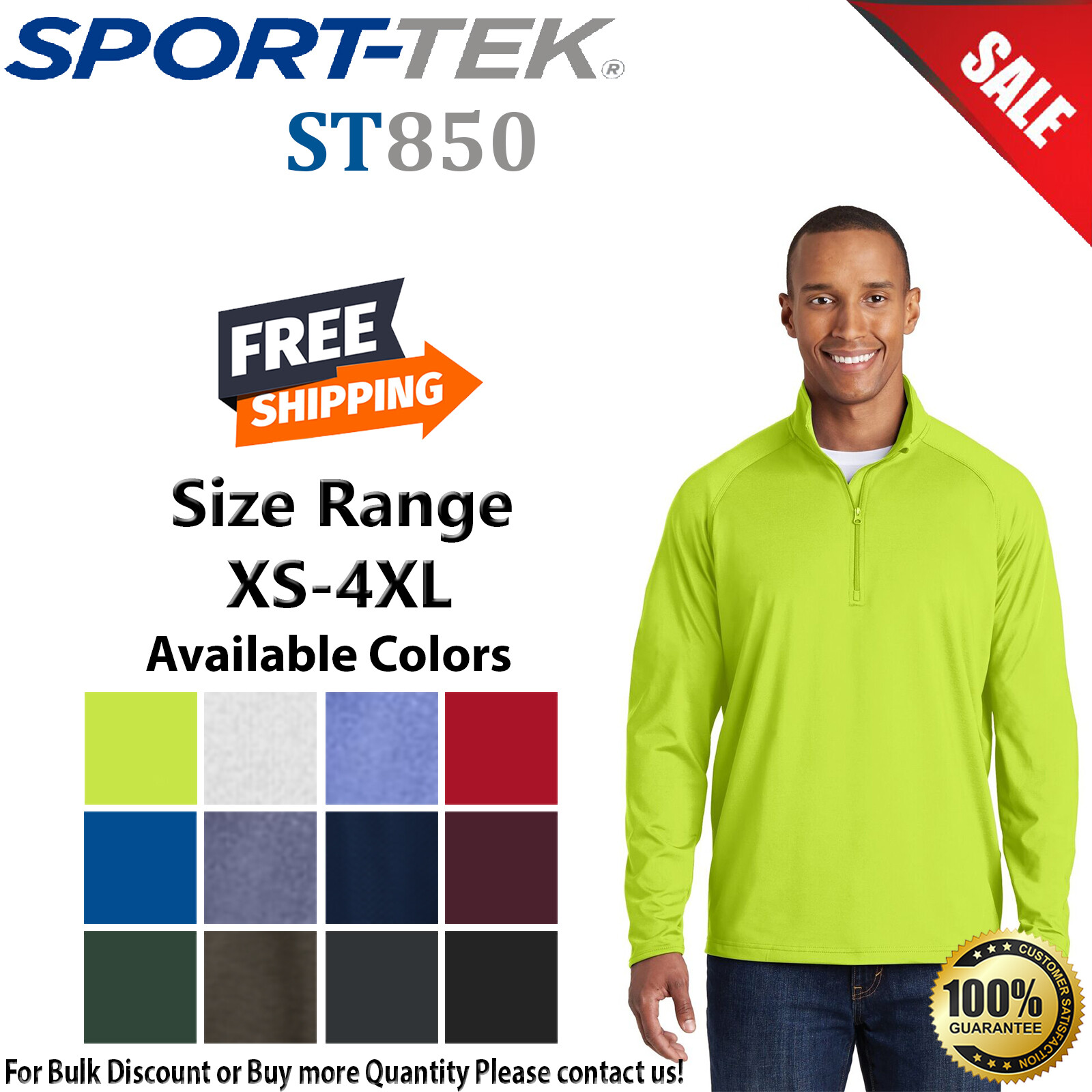 Sport-Tek ST850 Mens Long Sleeve Sport Wick Stretch 1/2 Zip Stylish Pullover