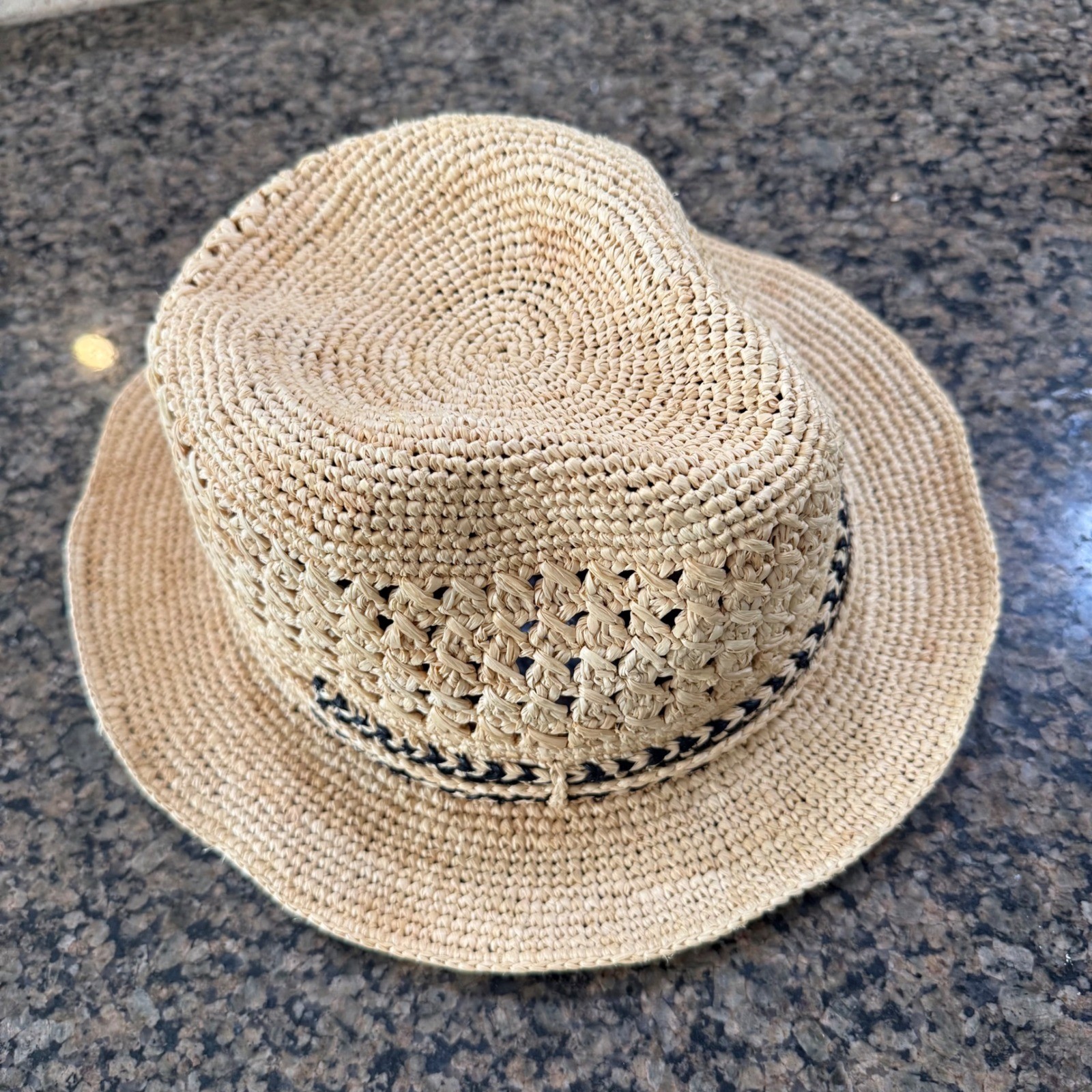 Jaden Rael Handmade Madagascar 100% Raffia Fedora Sun Hat Tan Beige Large