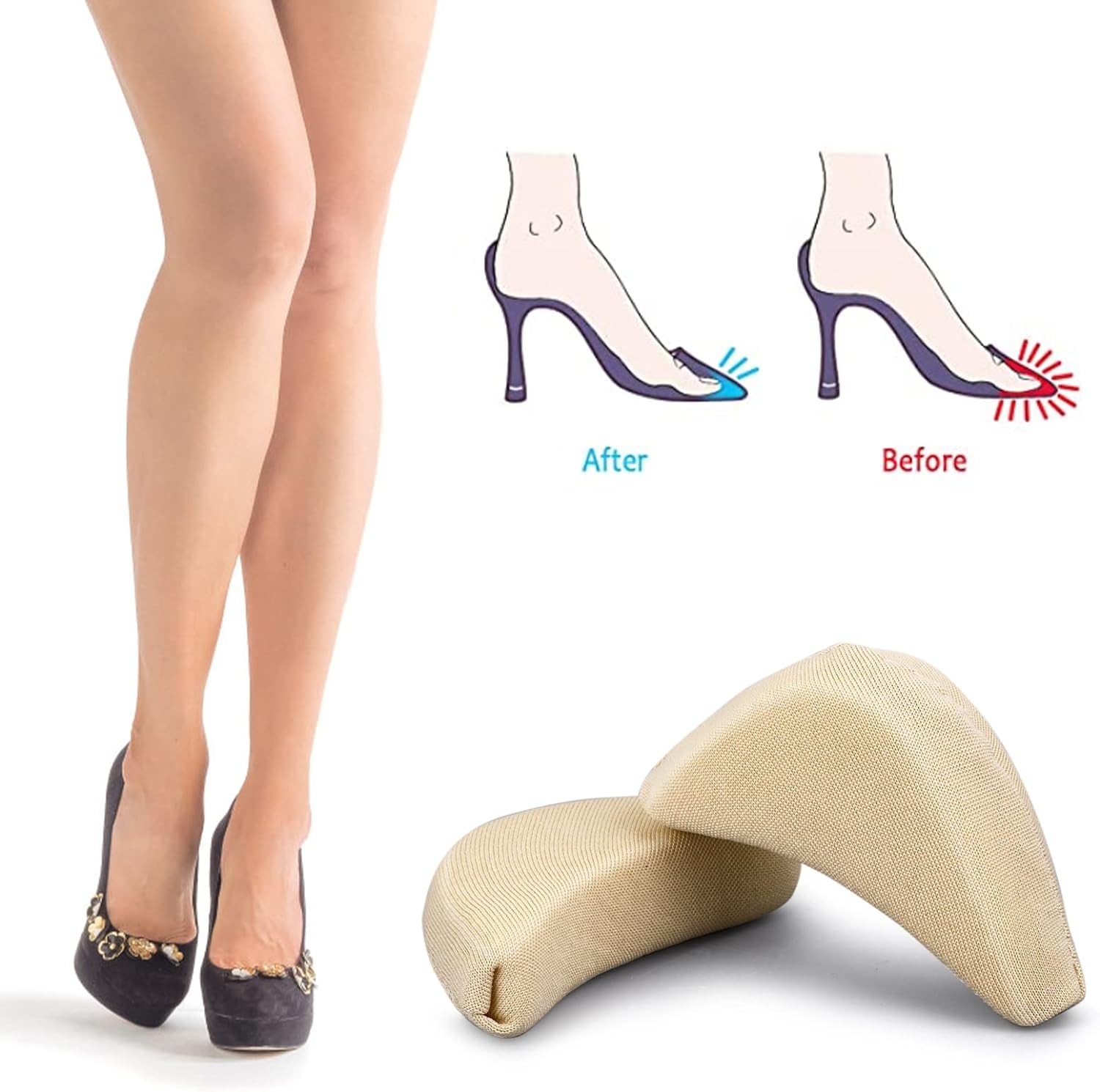 2 Pairs Soft Sponge Adjustable Shoe Filler， Big Toe Plug Foot Brace Shoe Pads