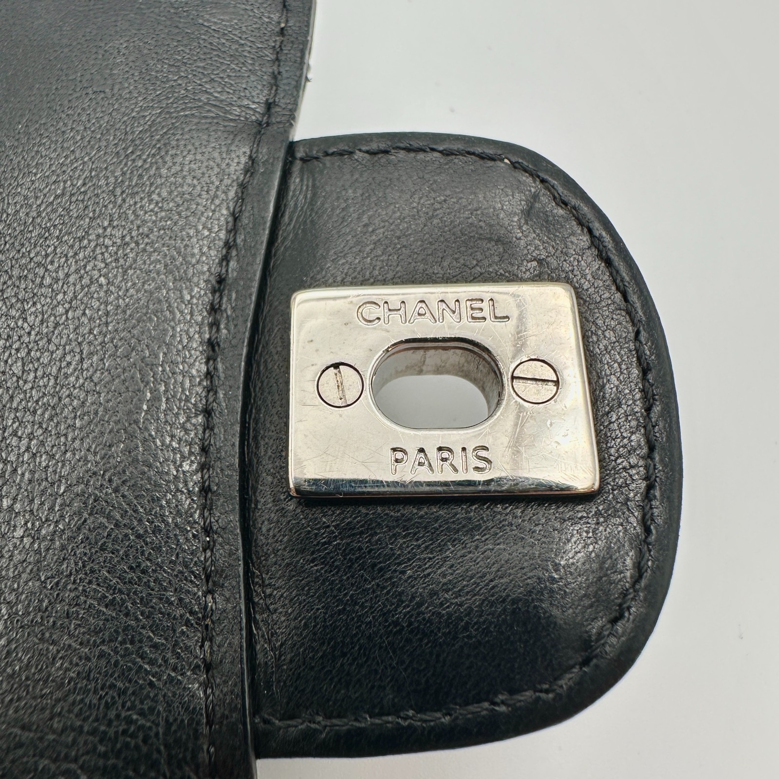 CHANEL Clams Wallet on Chain WOC Black Lambskin Silver Hardware 2012 Authentic