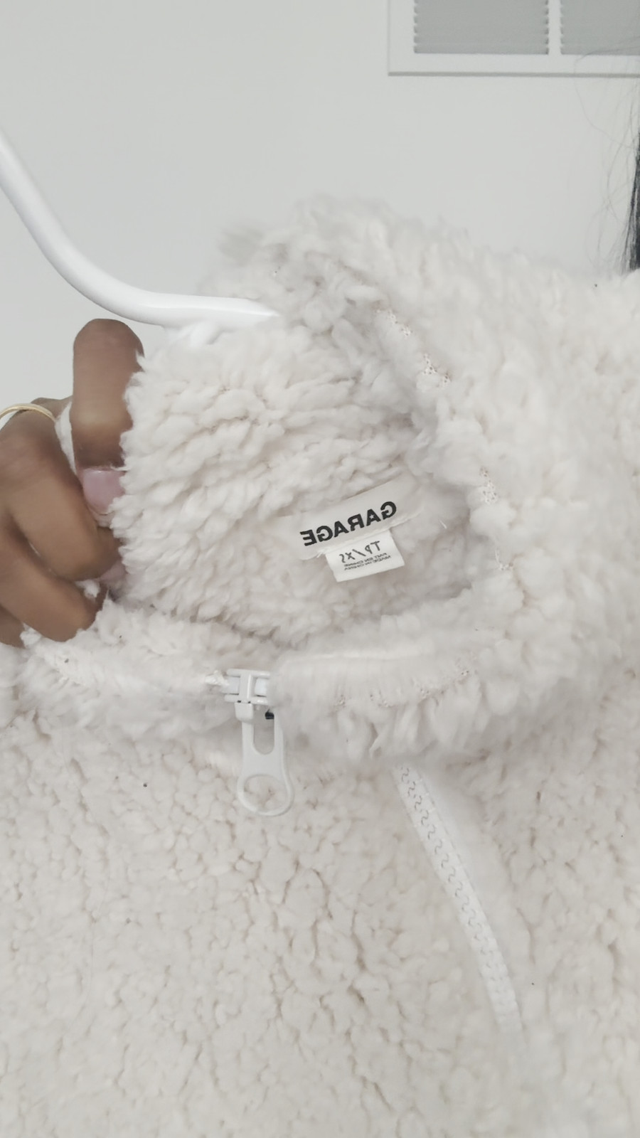 Garage Cream Sherpa Fleece Zip Up Jacket Coat XS