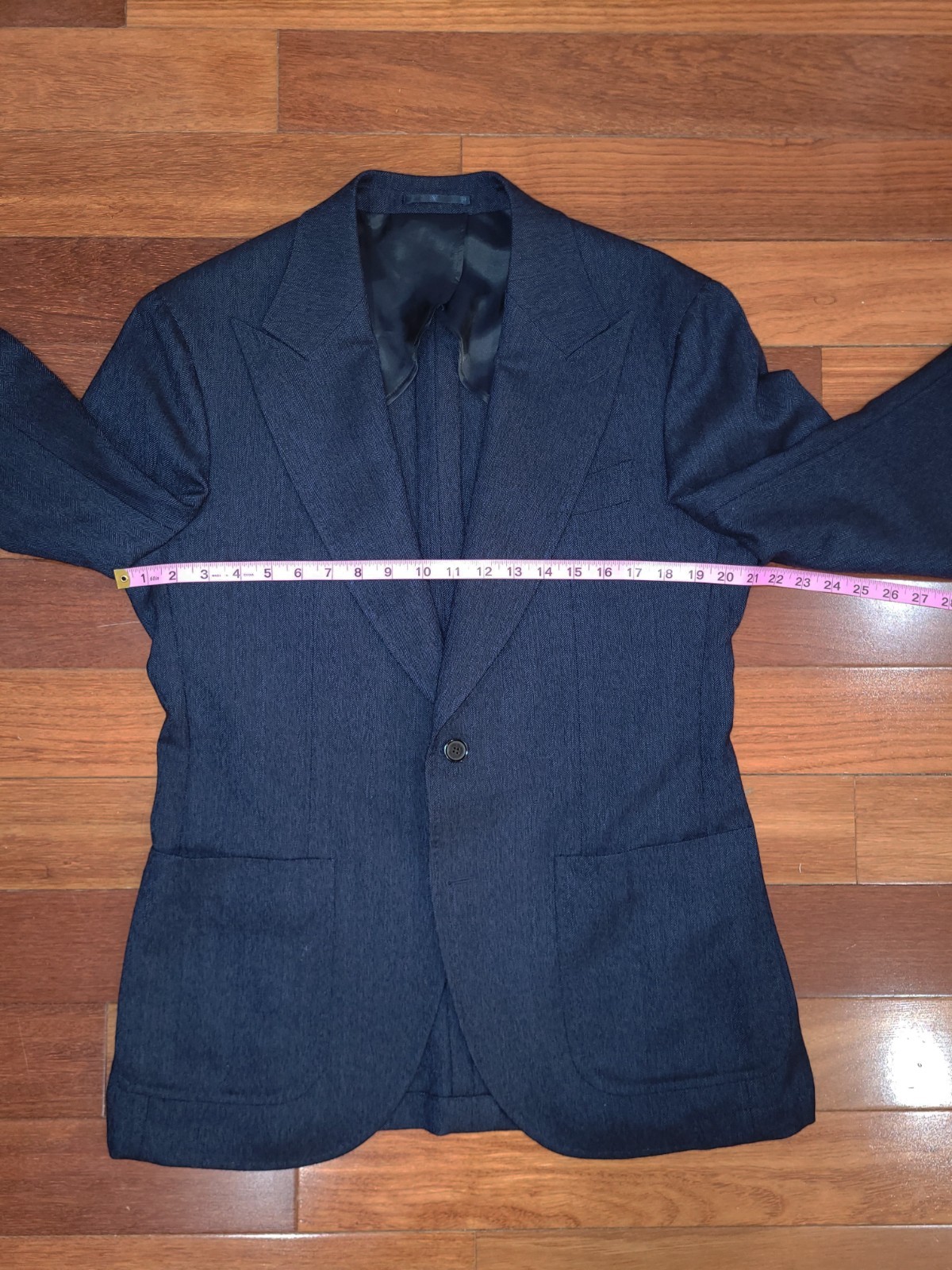 Spier Mackay Navy/Blue Wool Patch Pocket Peak Lapel Blazer 42R Slim