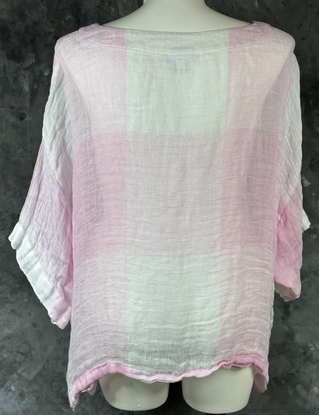 J Jill Pink & White Wide Weave Dropped Shoulders Tunic Top sz 3X (15263)
