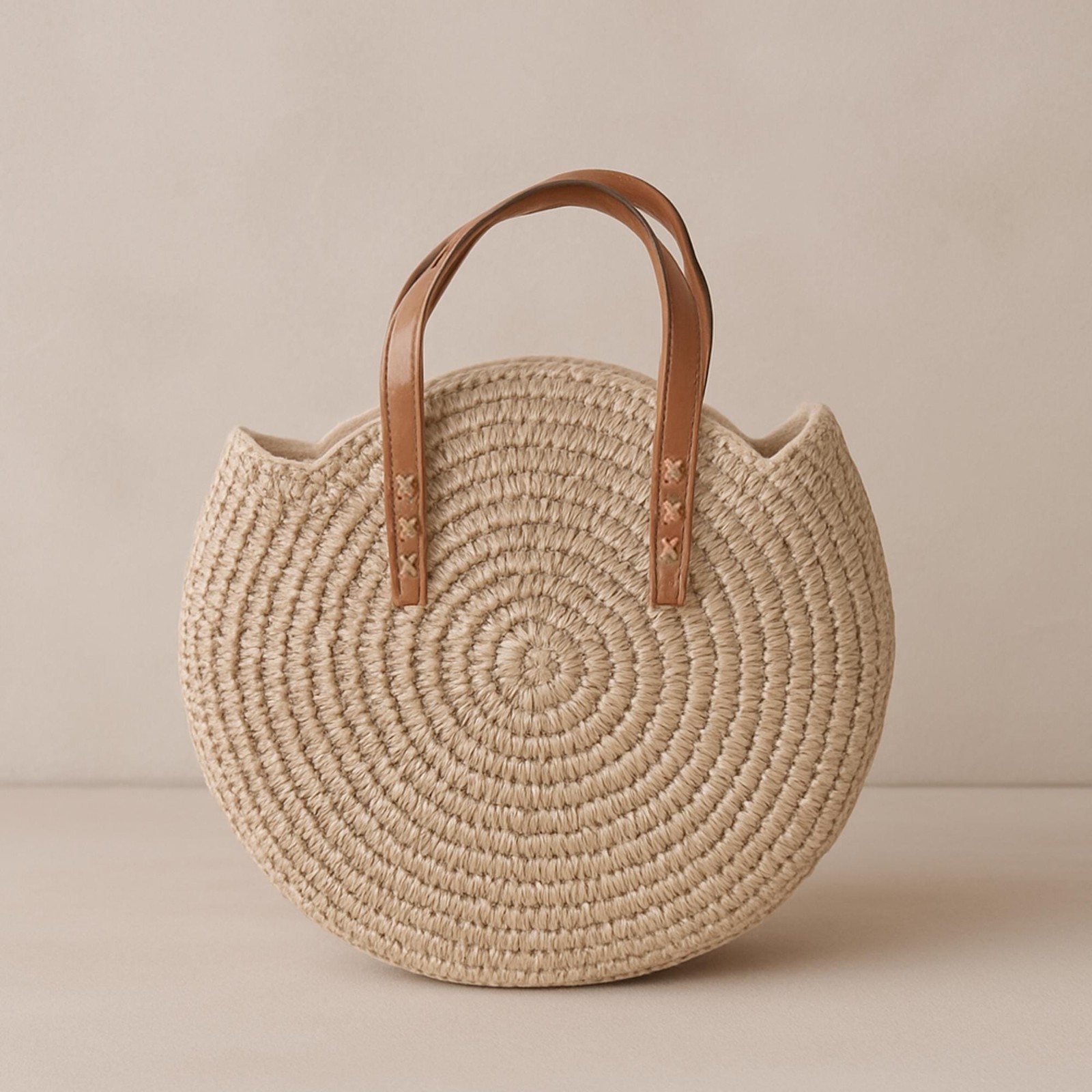 Handmade Boho Round Straw Bag Beach Tote Lightweight Summer Free Shipping US