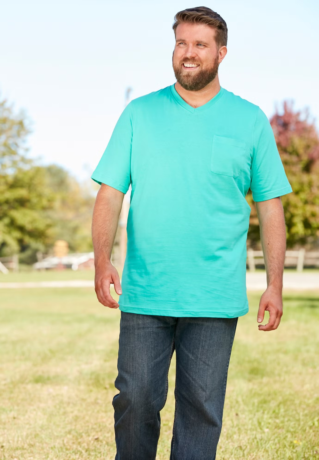 KingSize Men’s Big & Tall Shrink-Less Lightweight Longer-Length V-Neck T-Shirt