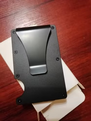 Slim RFID Minimalist Wallet Money Clip Card Holder Scratch Resistant Black