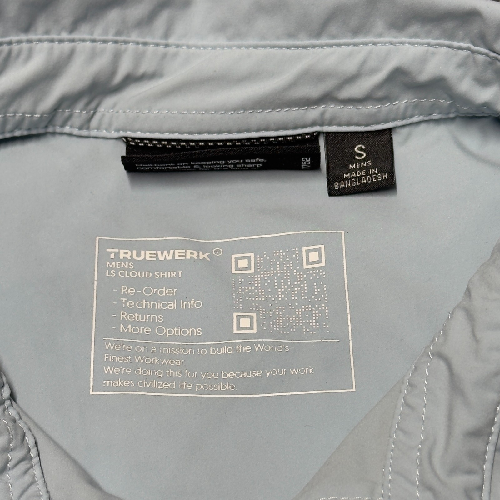 Truewerk LS Cloud Shirt Men Small Blue Long Sleeve Snap Work