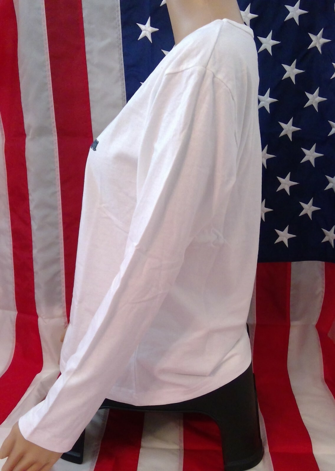 HARLEY DAVIDSON LS Shirt White American Flag USA Est 1903 Chest44in Womens XL