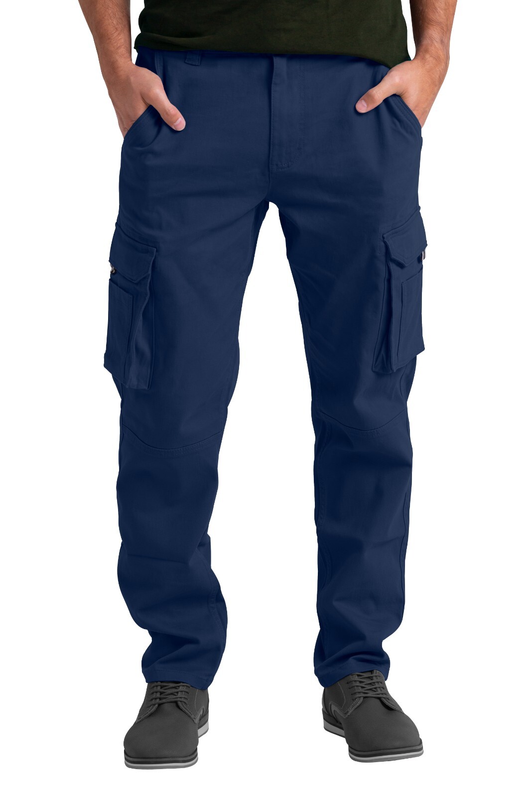 Mens Cargo Trousers Relaxed-Fit Work Outdoor Hiking Multi Pockets Stretch Pants
