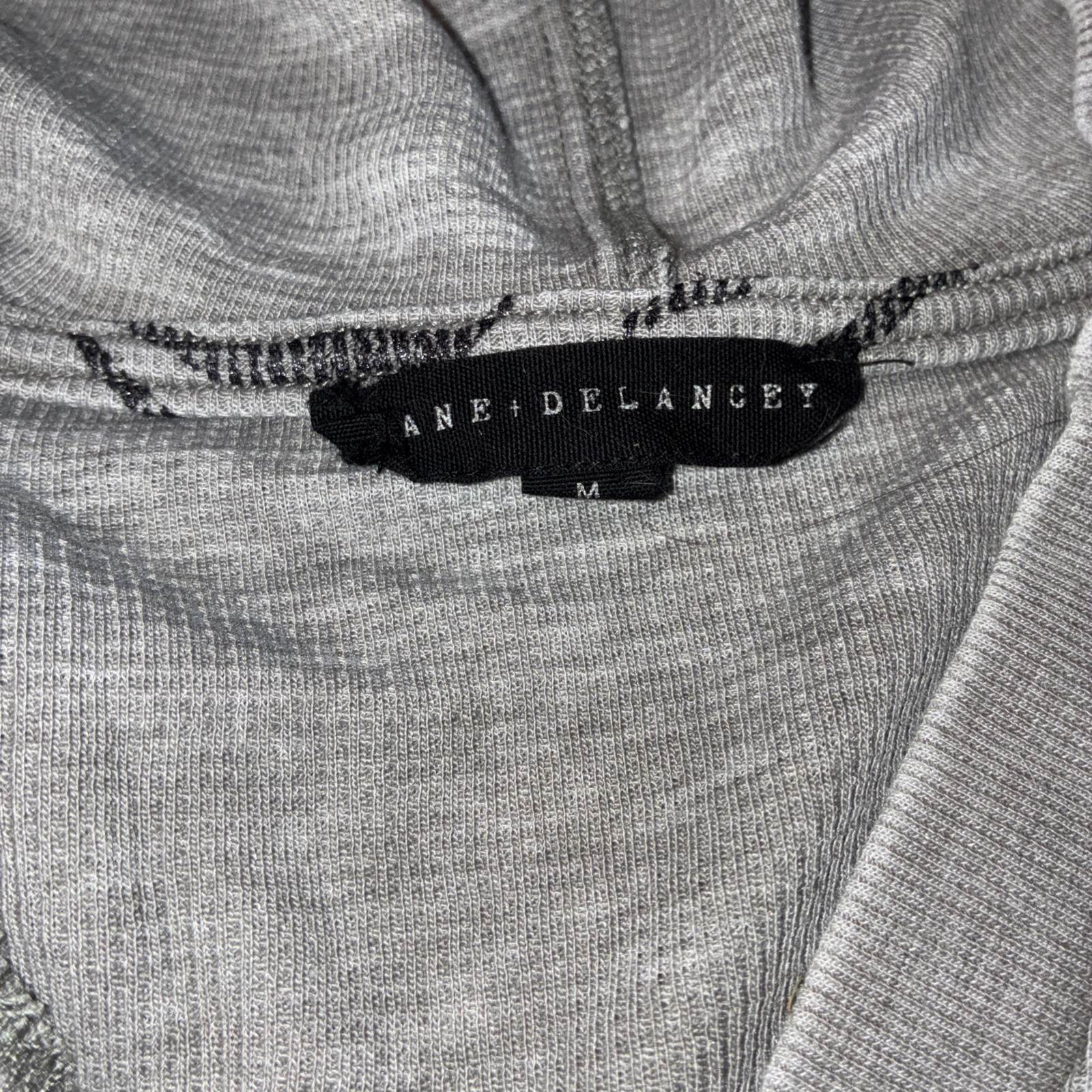 Grey/Black Animal Print Ribbed Thin Hoodie Jane Delancey Medium