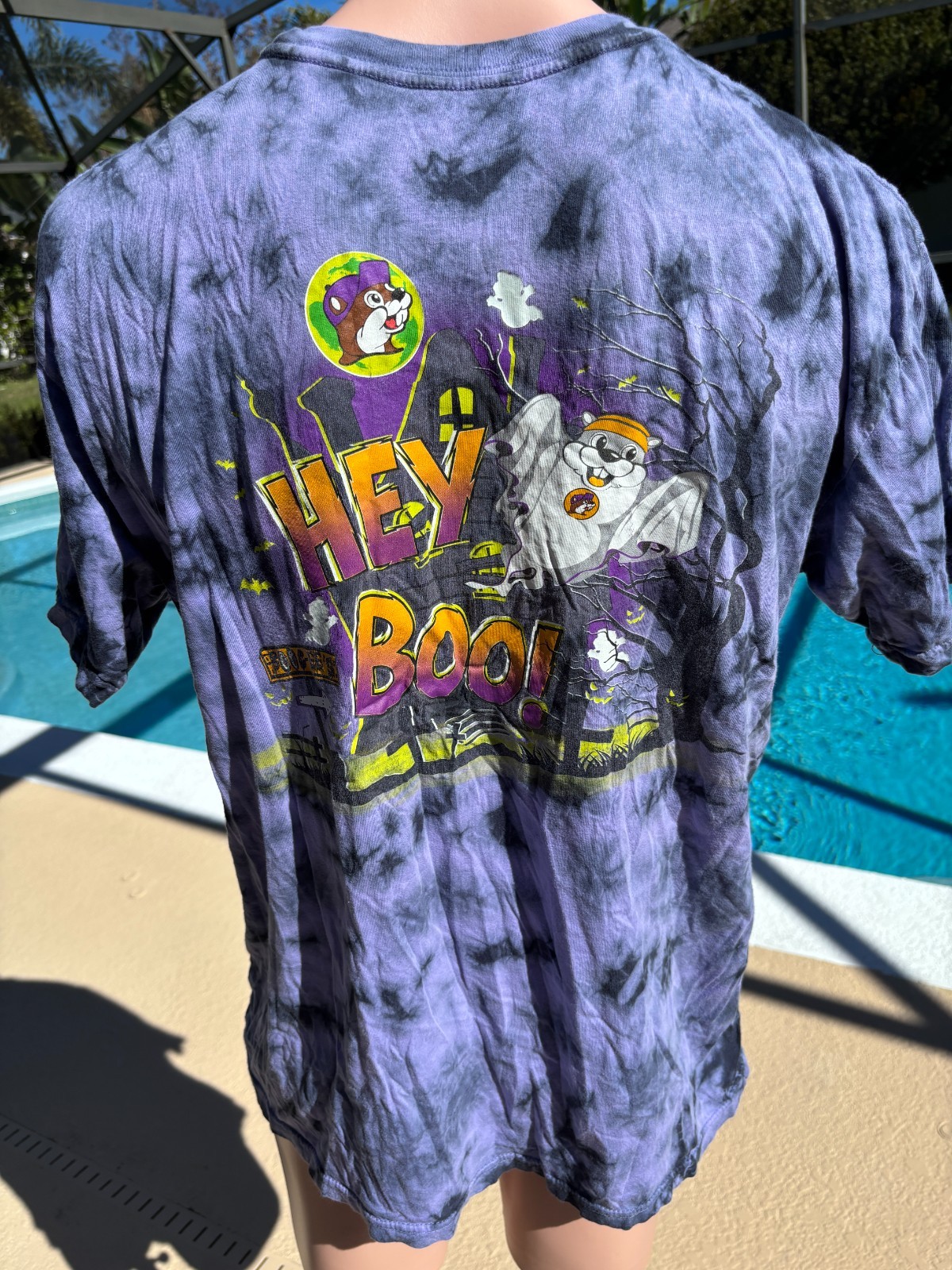 Buc-ee’s T-Shirt Beaver Halloween Cemetary Purple Tie Dye Mens XL