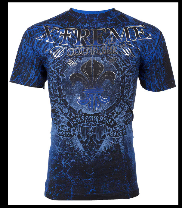XTREME COUTURE by AFFLICTION Blue HONORABLE Short Sleeve Slim Fit T-shirt NWT
