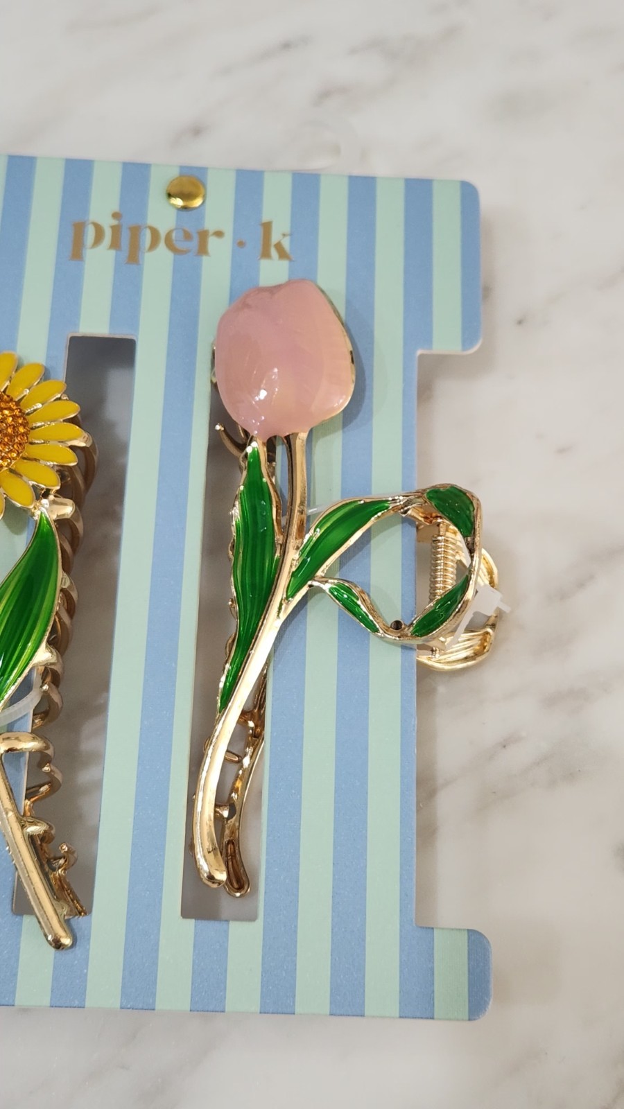 NEW! Piper K Sparkling Sunflower & Tulip Hair Claws Set 2