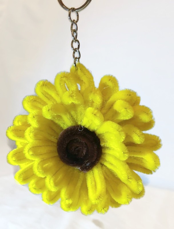 Handmade Chenille Flower Keychain Cute Floral Bag Charm Unique Gift Accessory