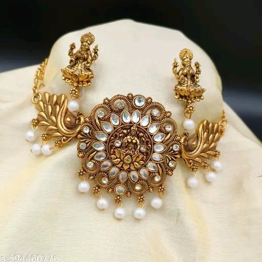Indian Bollywood Gold Plated Kundan Choker Bridal Necklace Earrings Jewelry Set